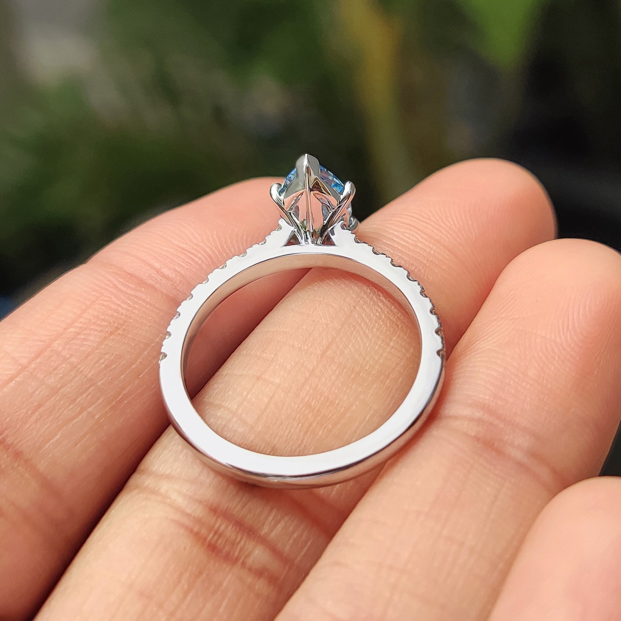 Carat diamonds engagement ring with v prong setting.