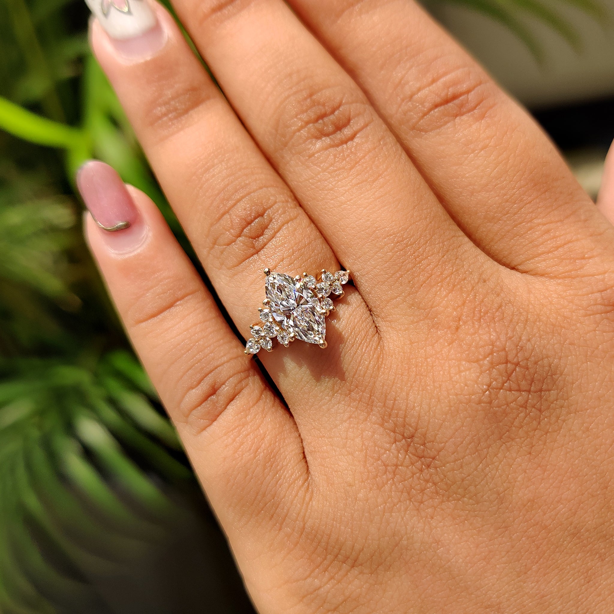 Carat diamonds engagement ring with marquise cut style.