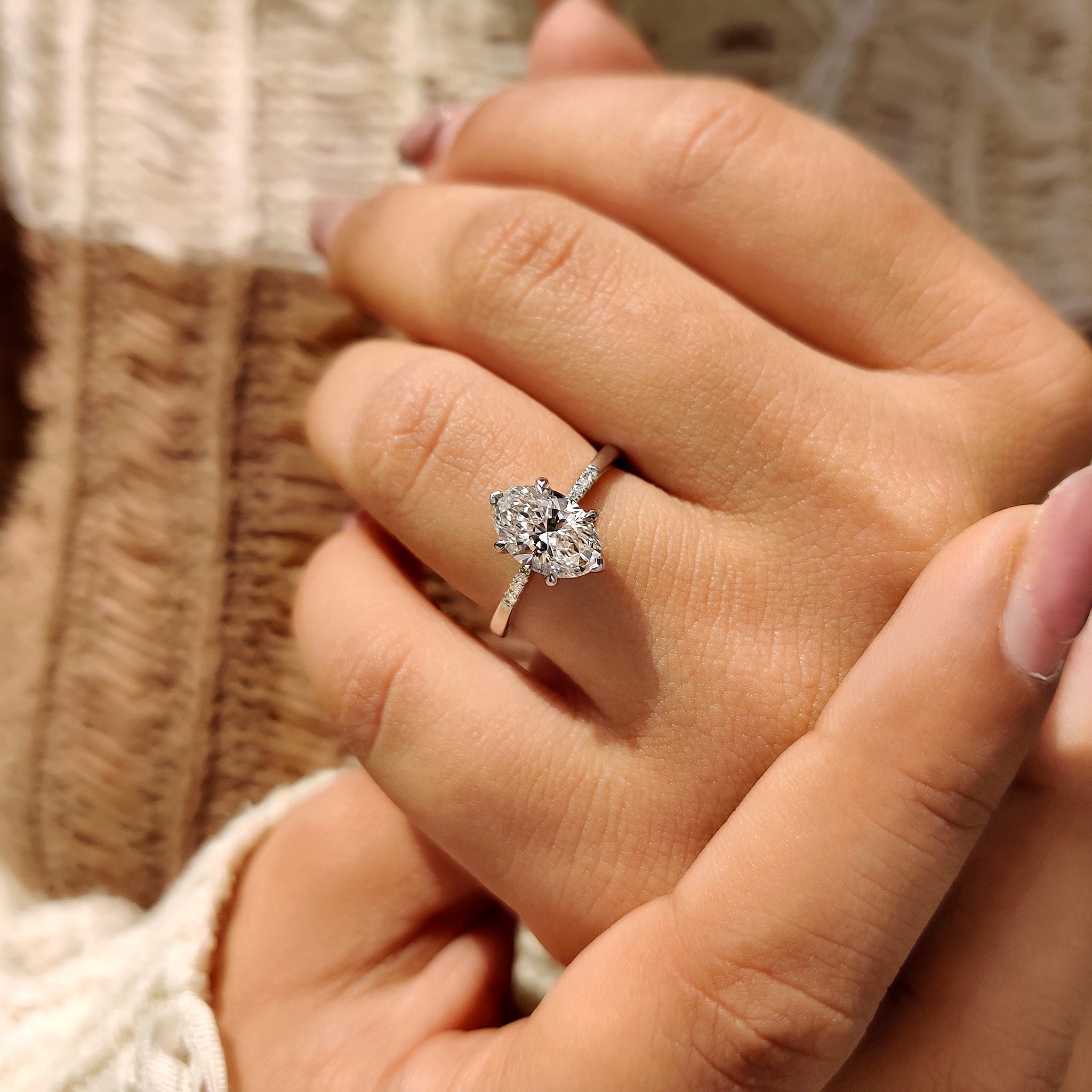 Tapered shank ring with white gold engagement ring.