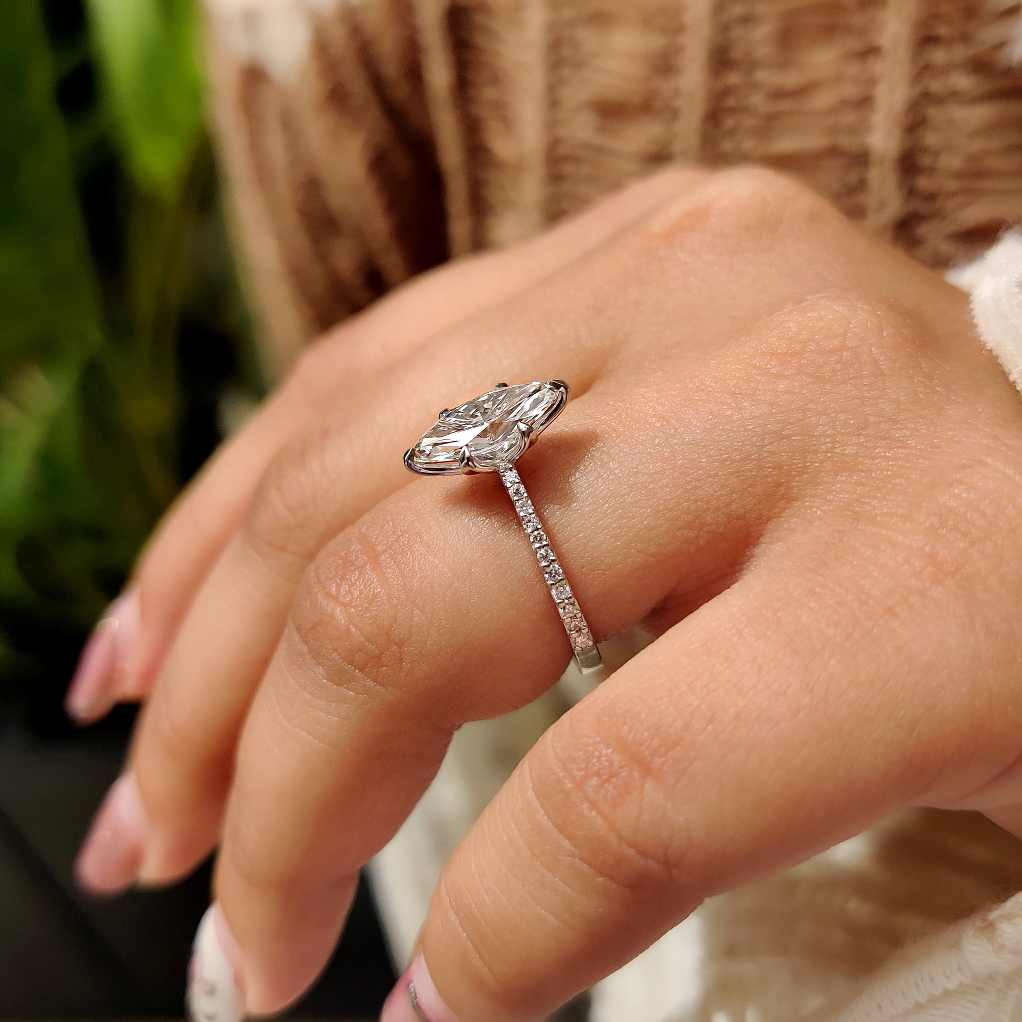 White gold engagement ring with Lab Grown Diamond.