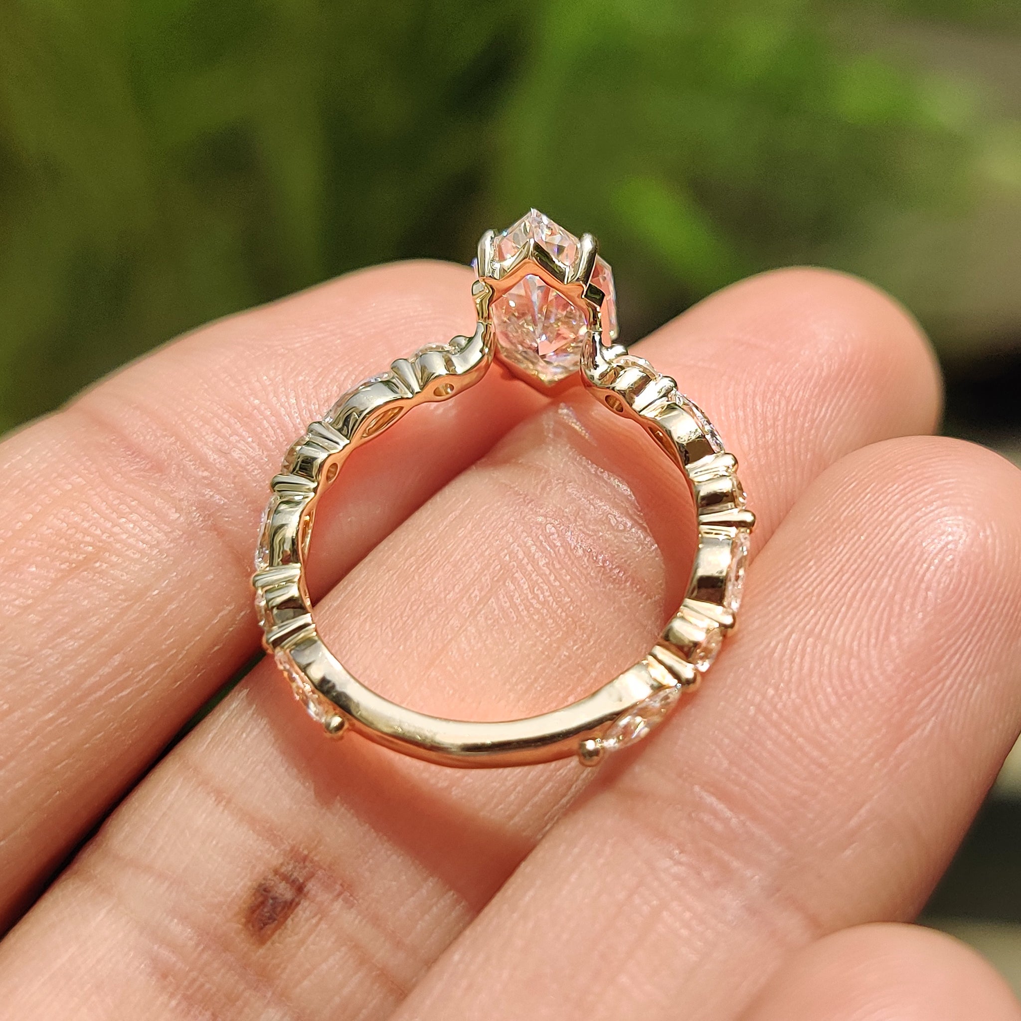 Carat diamonds engagement ring with dutch marquise design.