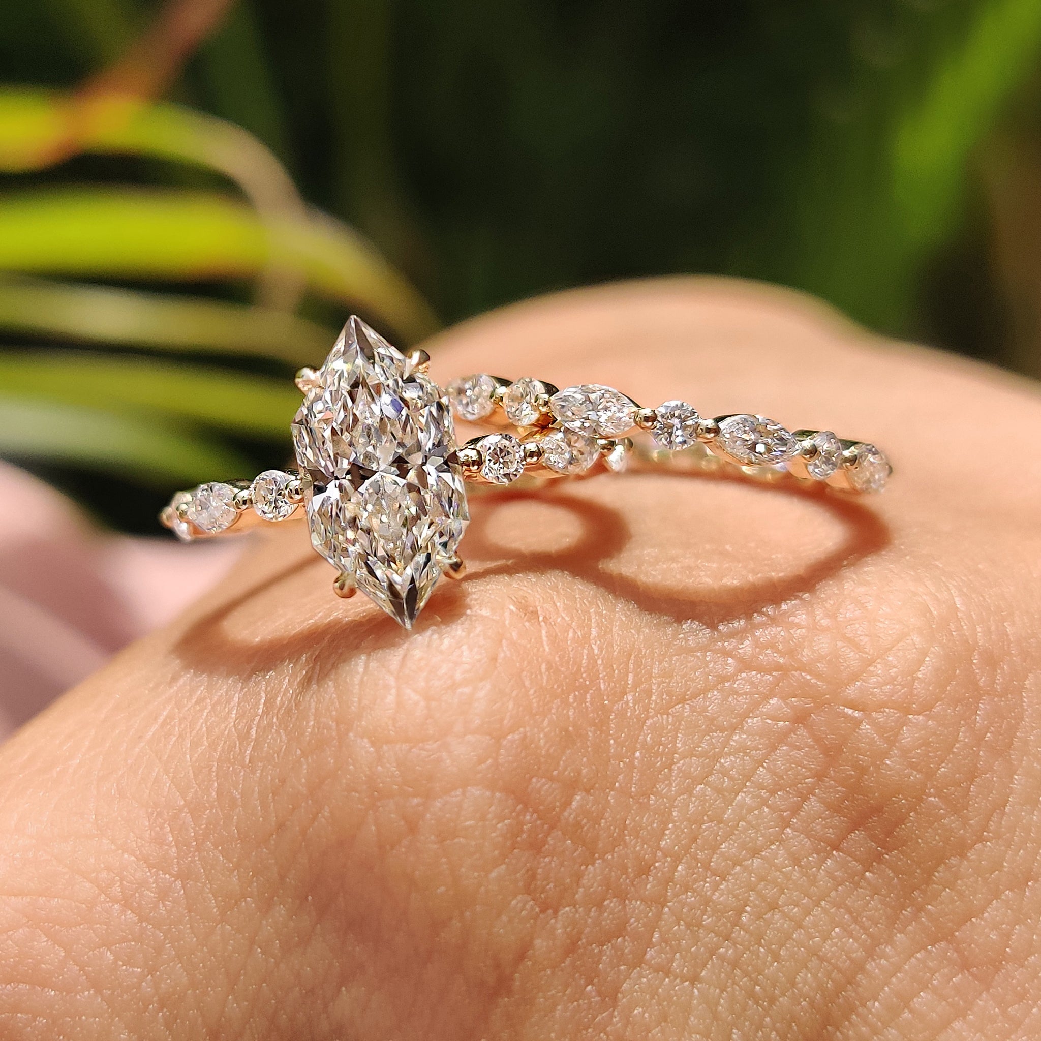 Yellow gold bridal set with custom bridal set.