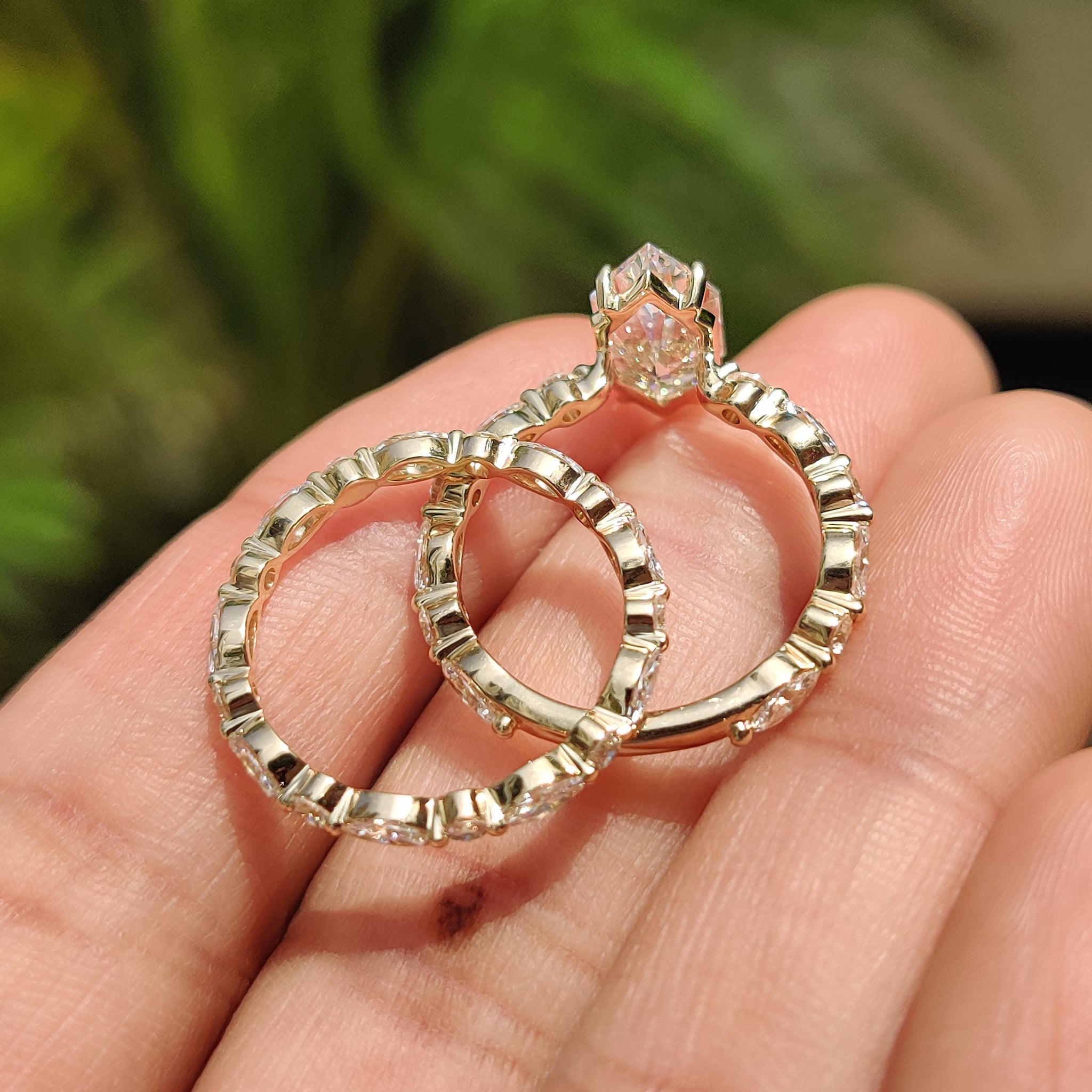 Carat Diamonds bridal set with marquise wedding band.