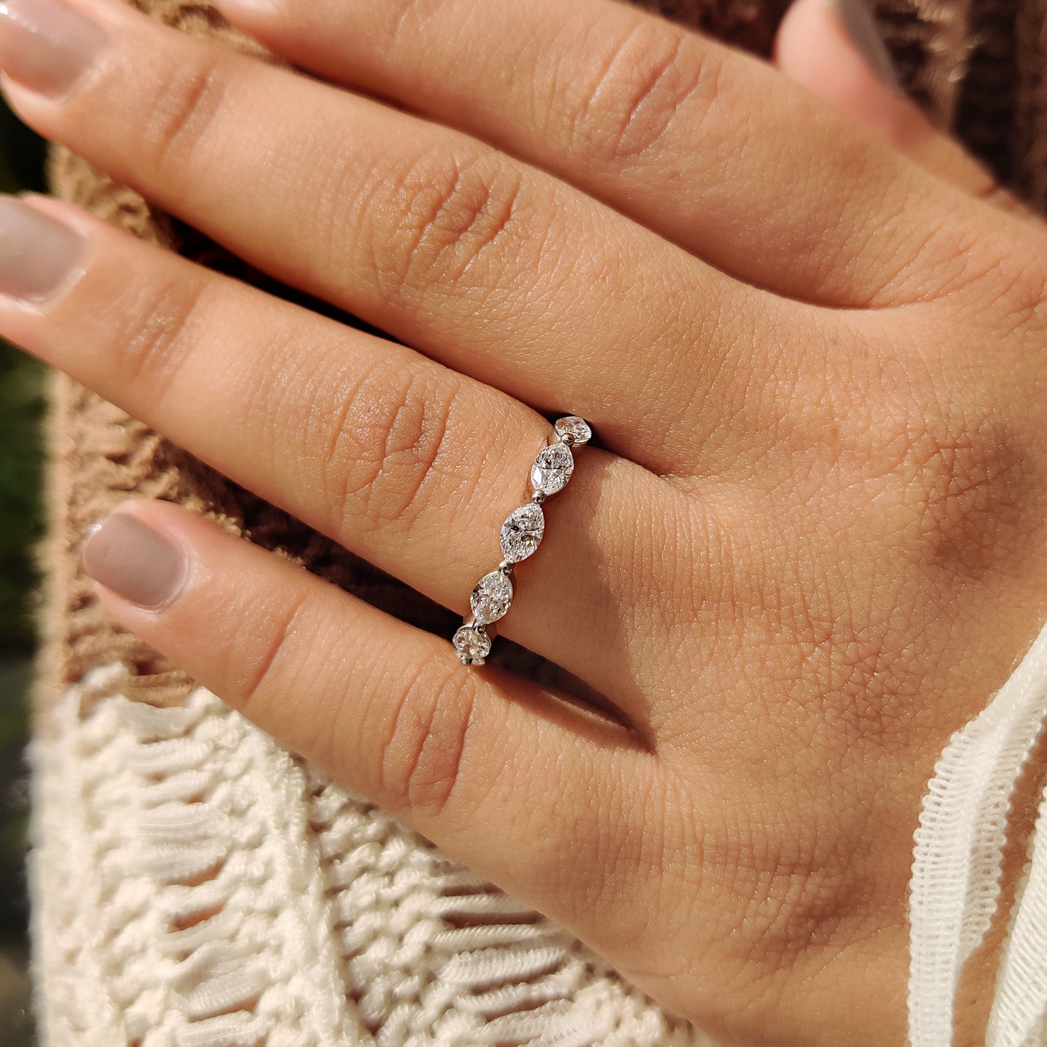 White gold diamond band for wedding wear.