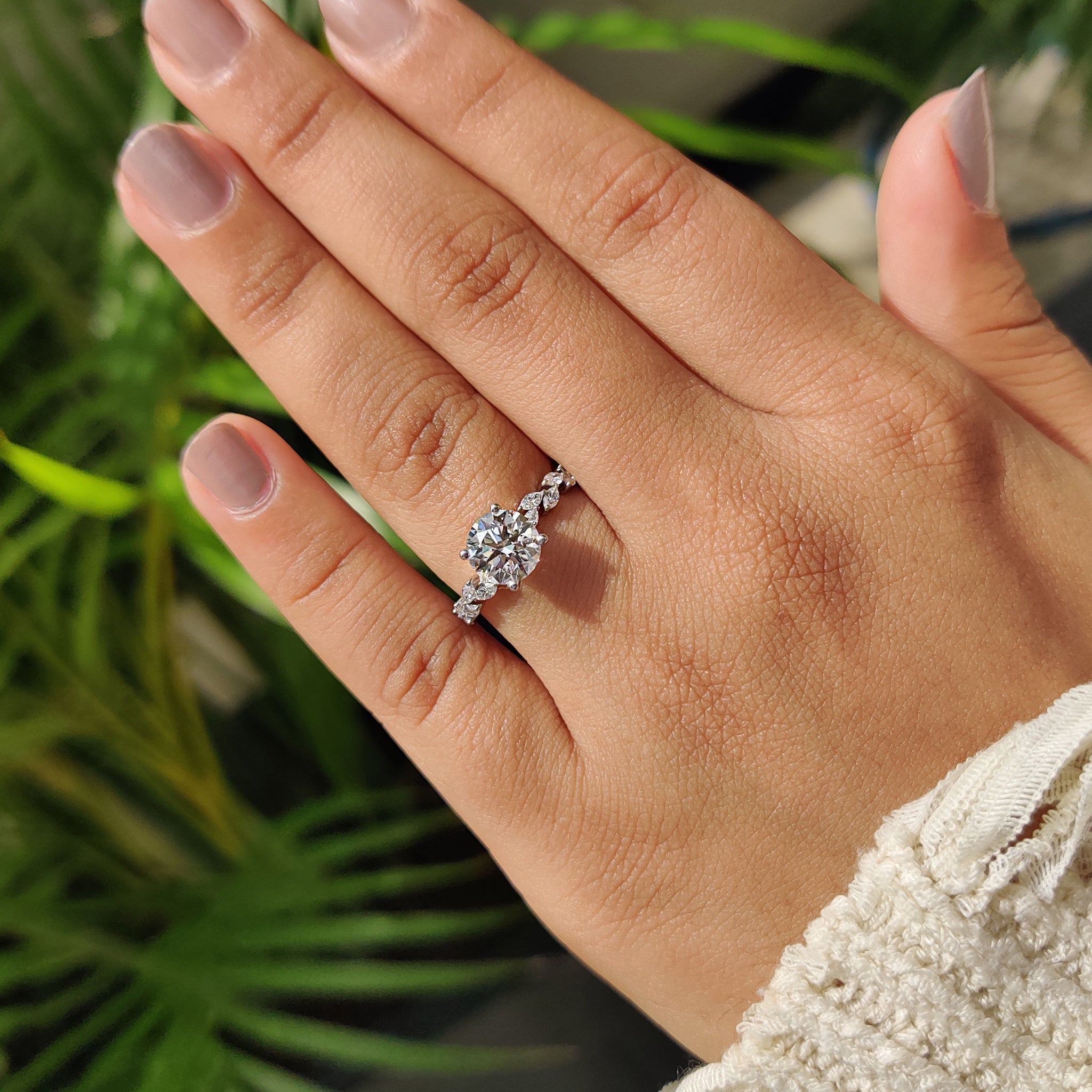 Pave setting ring with marquise pave setting.