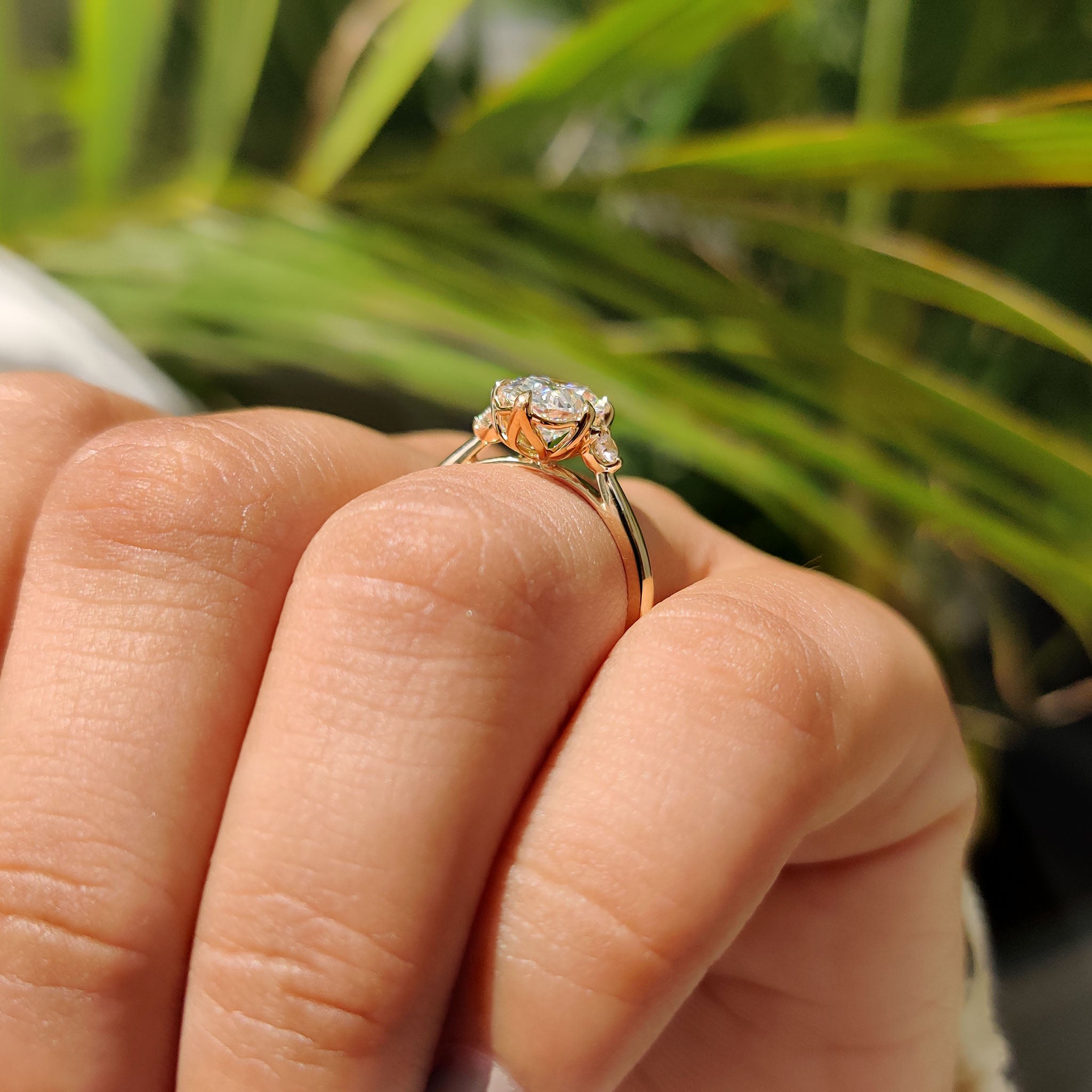 6 claw prong setting with cathedral setting engagement ring.