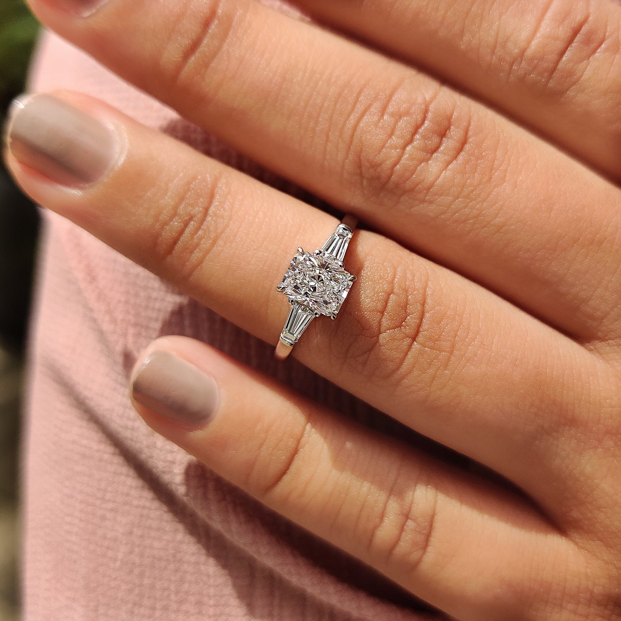 Carat diamonds engagement ring with radiant cut diamond ring.