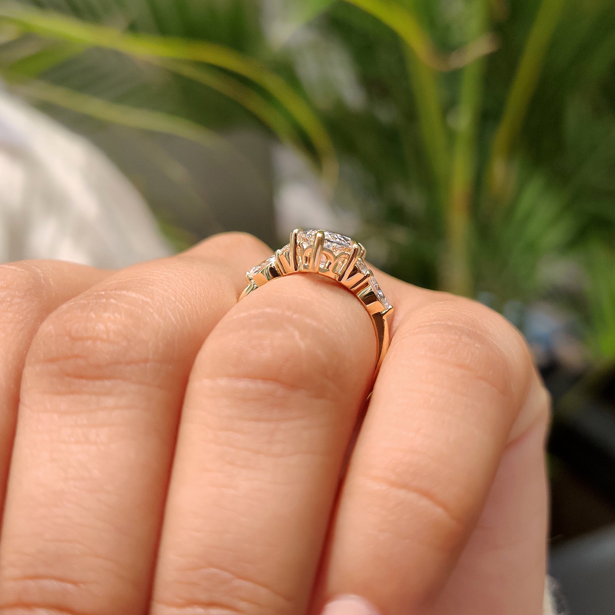 Yellow gold engagement ring with Lab Grown Diamond.