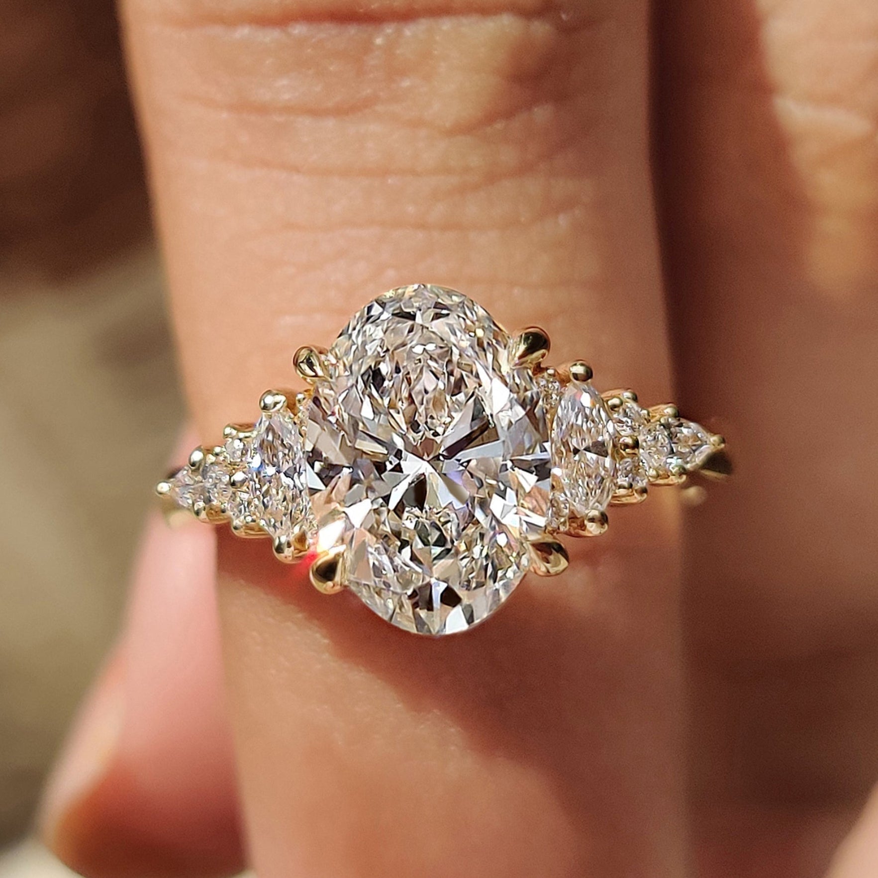 Oval Cut Cathedral Setting Engagement Ring