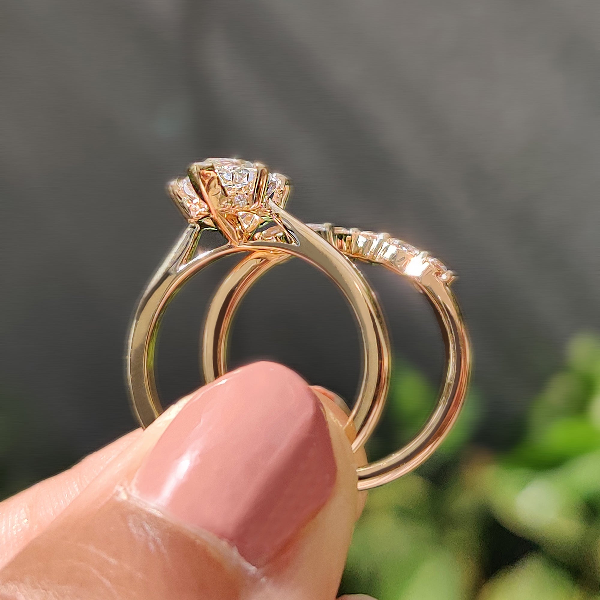 Carat diamonds bridal set in solitaire engagement ring.