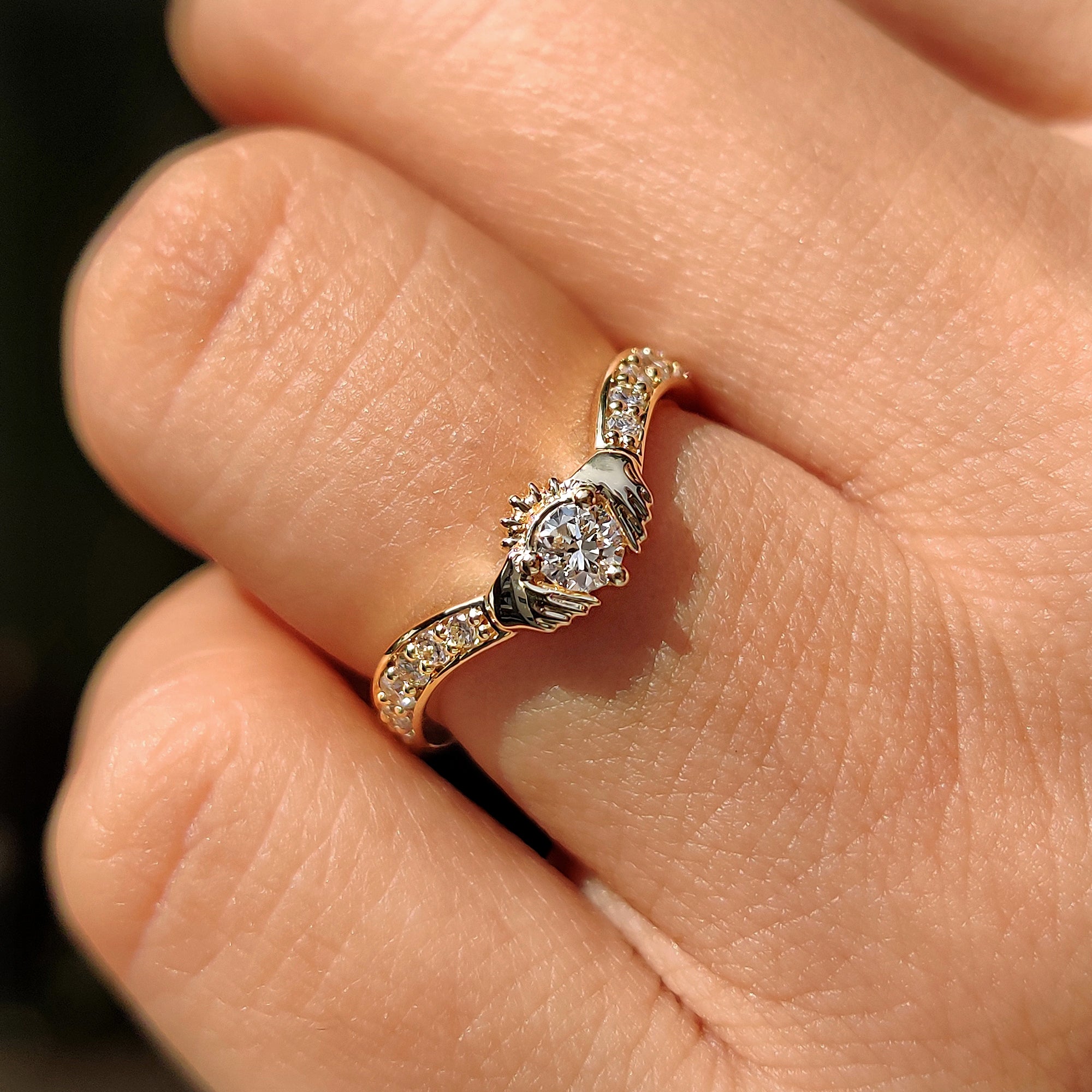 Vintage claddagh ring in pave setting ring.
