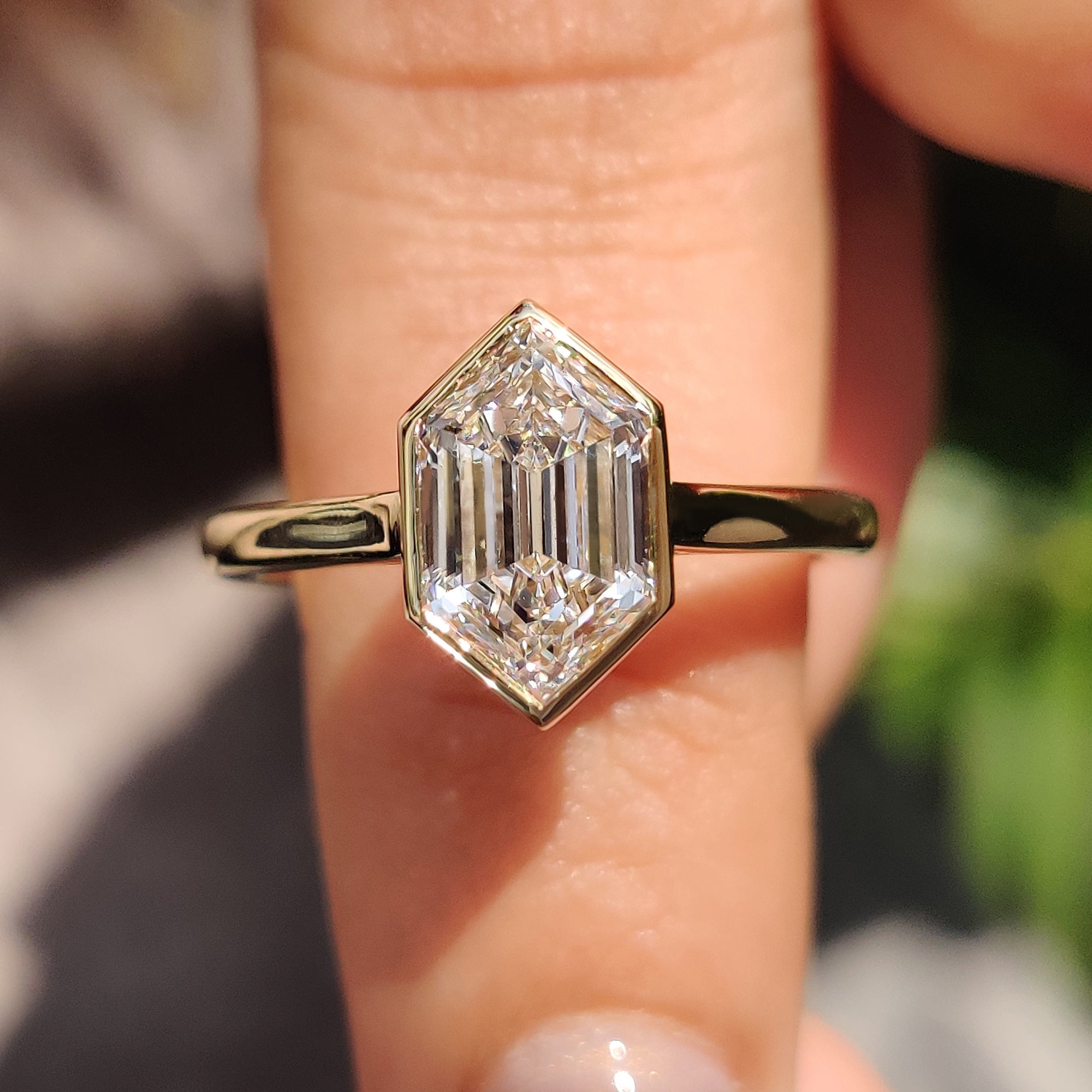 Yellow gold engagement ring with unique engagement ring.
