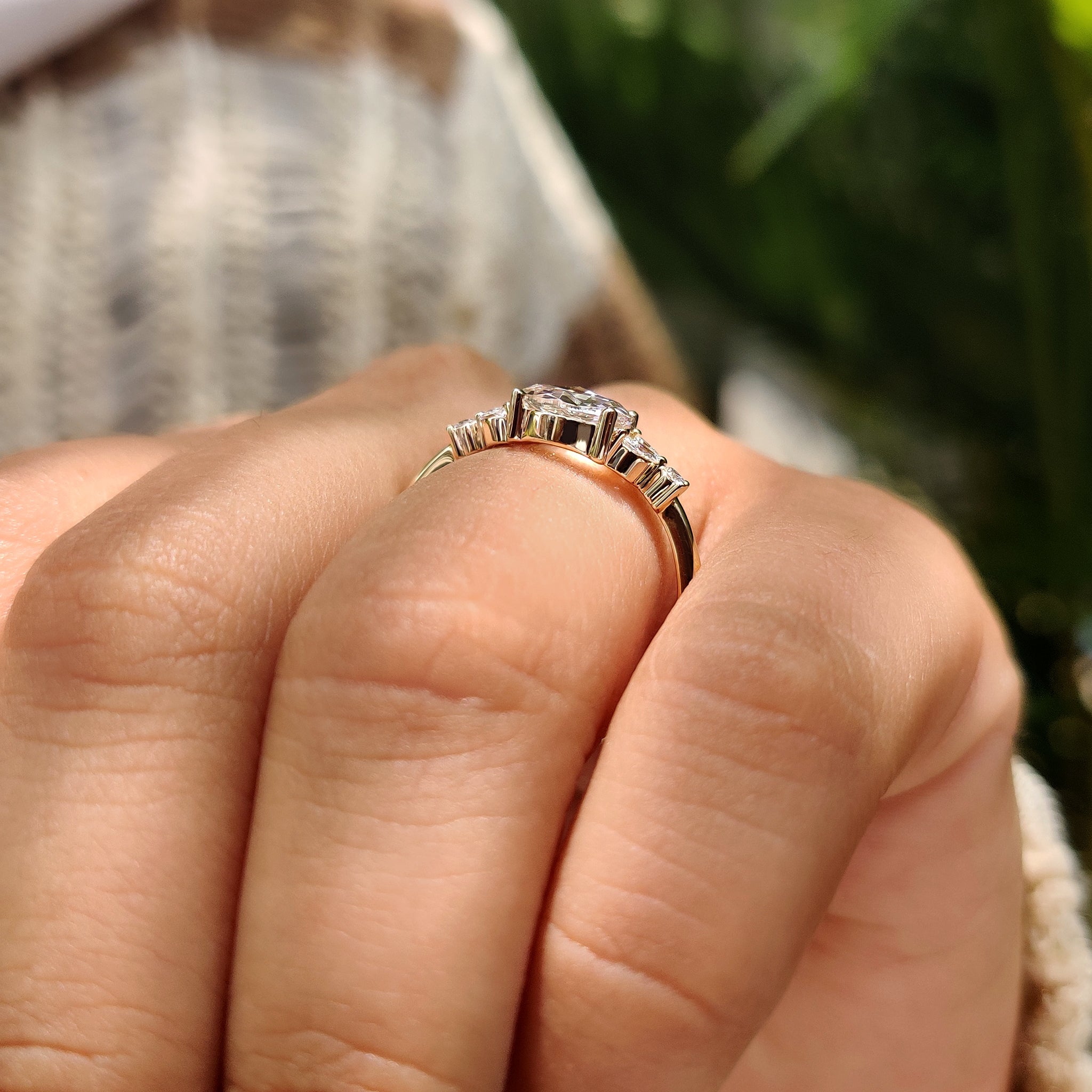 Yellow gold engagement ring in handmade jewelry.

