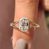 Old European cut diamond ring in yellow gold with split shank.