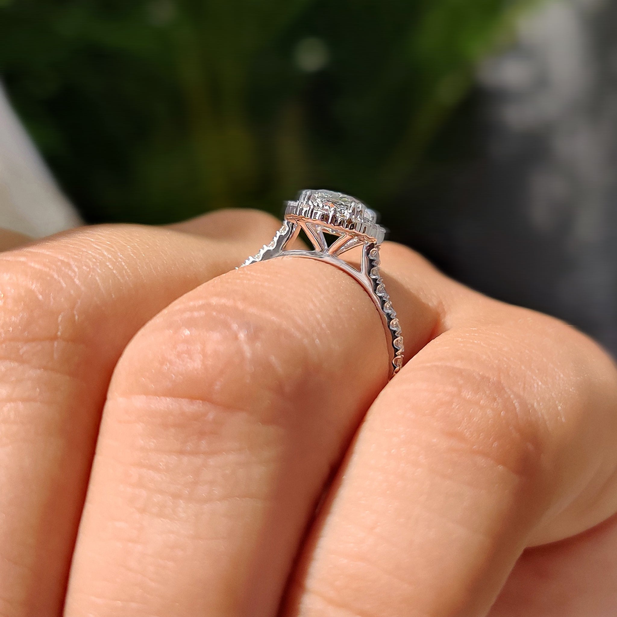 White Gold Cushion Halo Engagement Ring