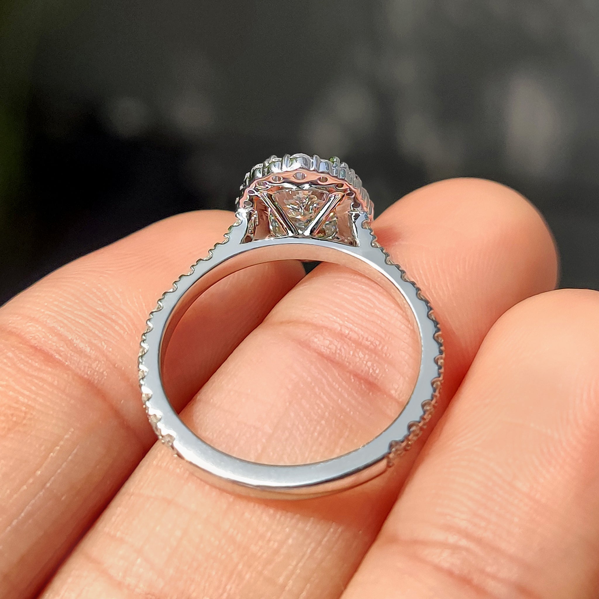 White Gold Cushion Halo Engagement Ring