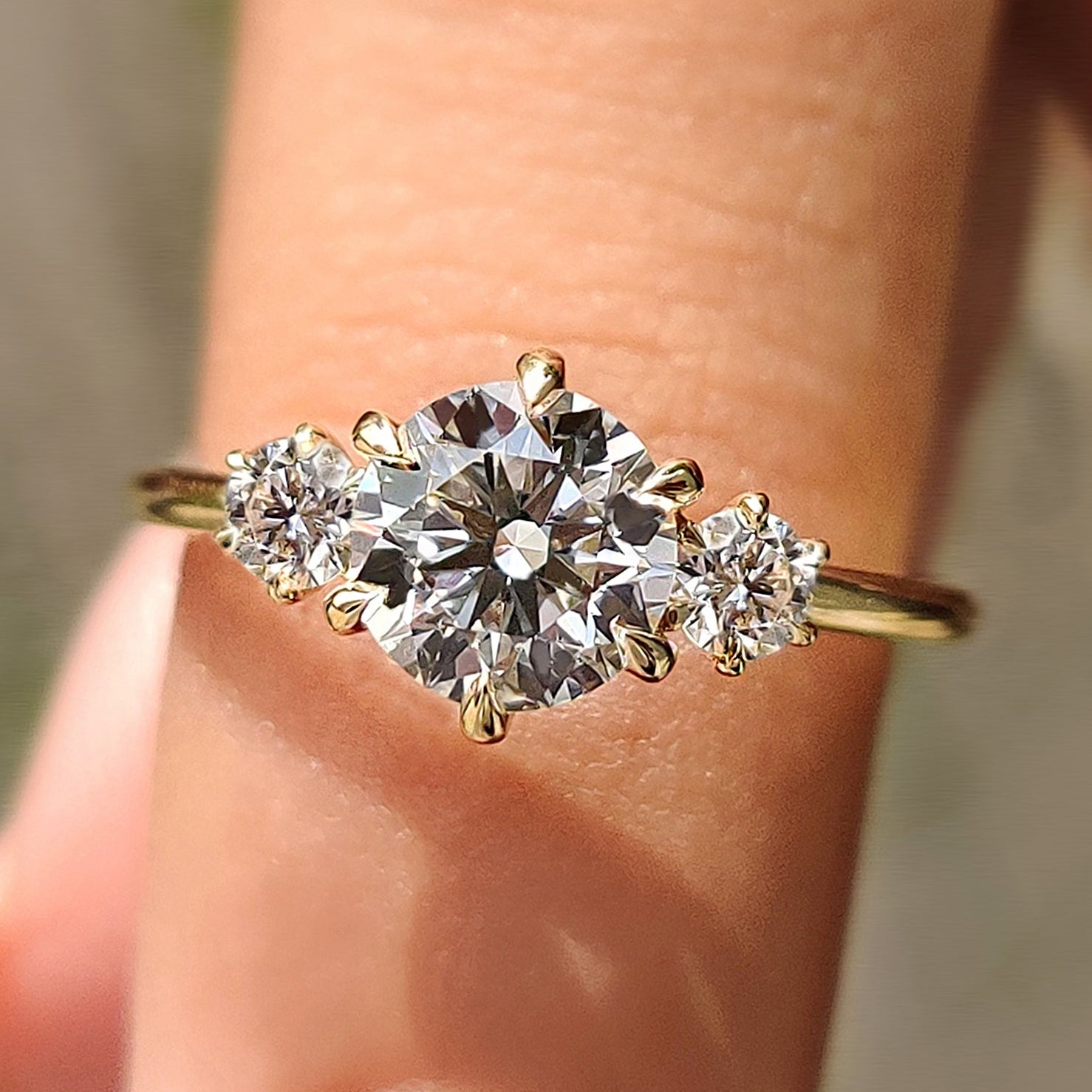Round Cut Three Stone Diamond Engagement Ring