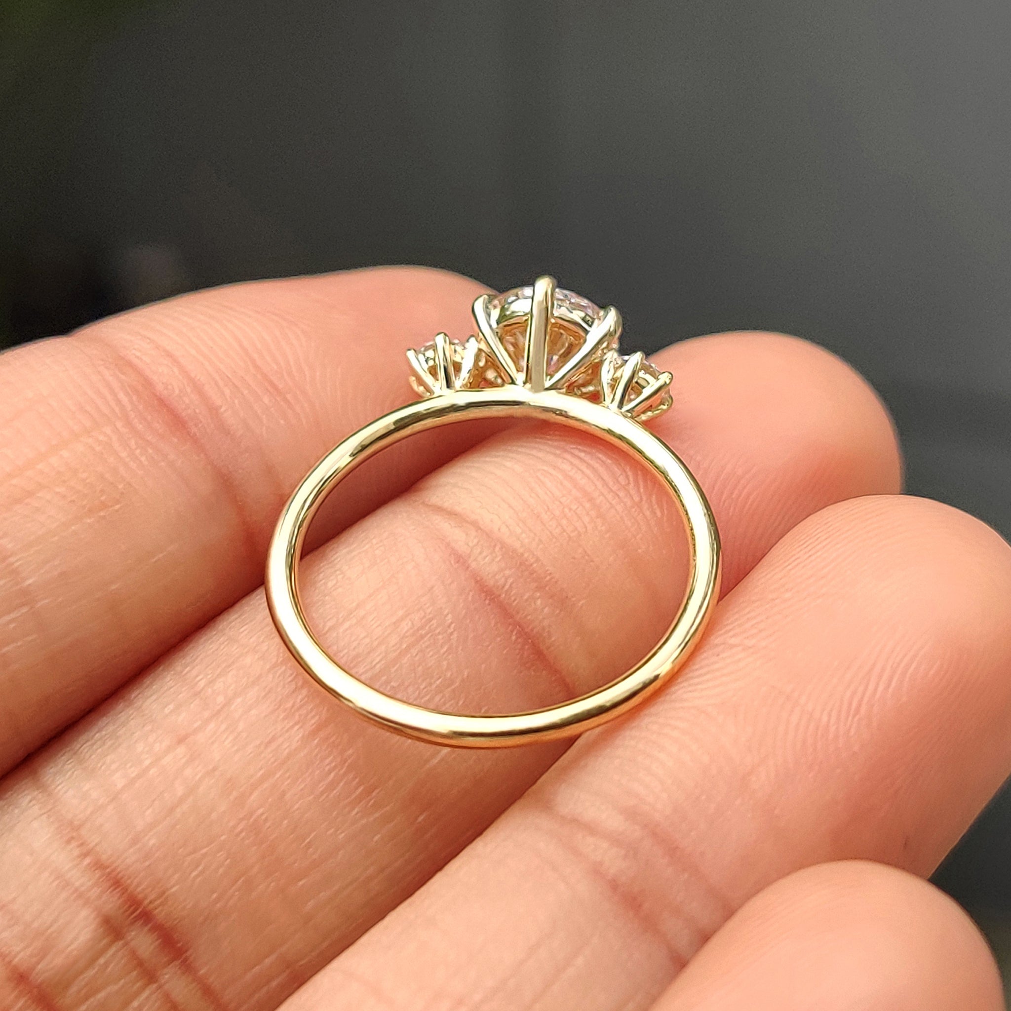 Round Cut 3 Stone Double Prong Engagement Ring