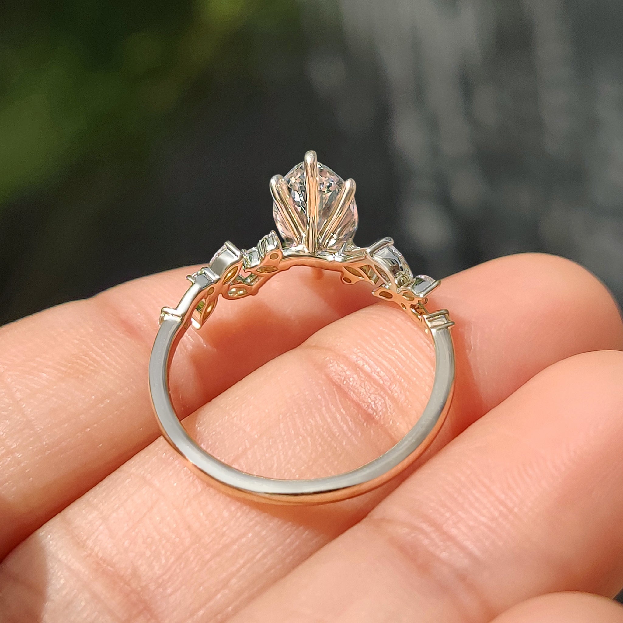 Nature Inspired Marquise Cut Diamond Engagement Ring