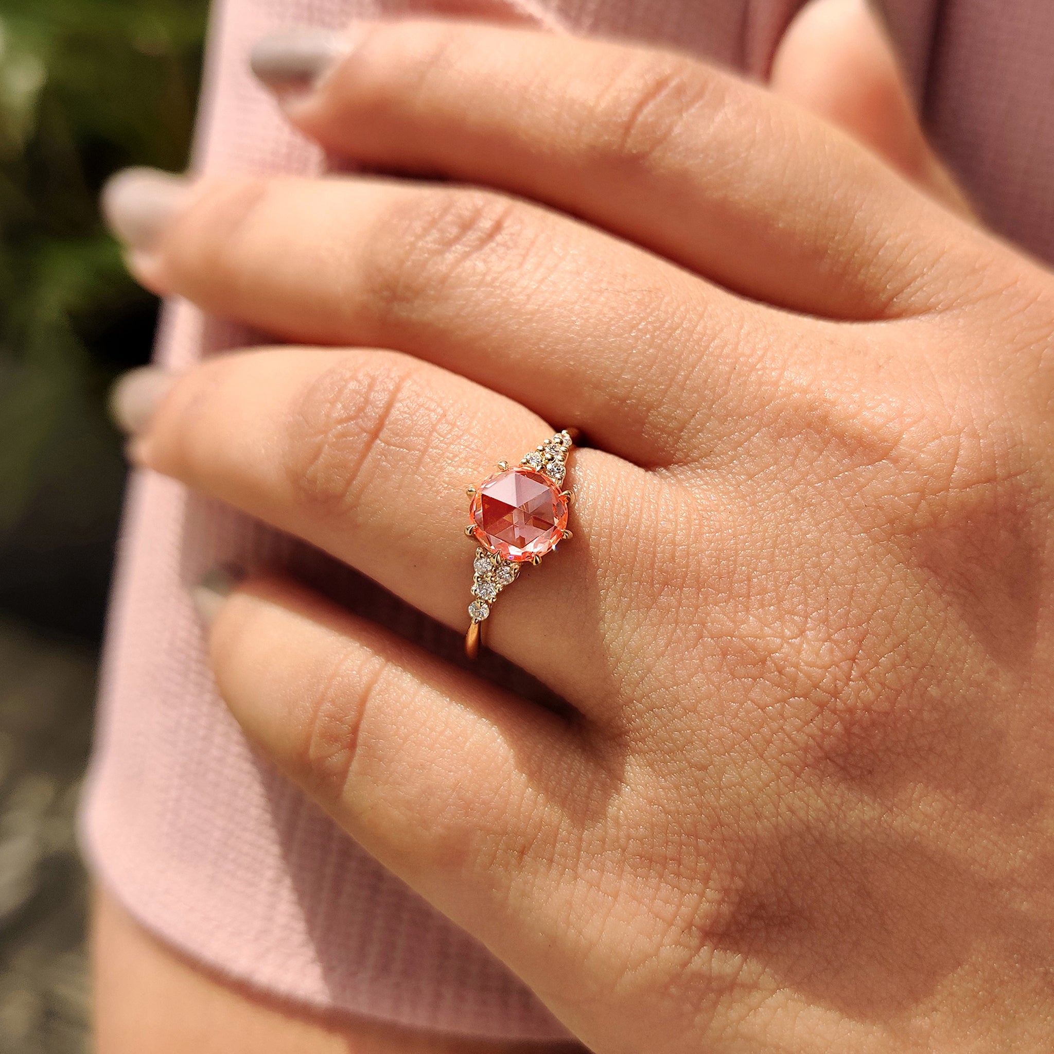 Carat diamonds ring in handmade ring.