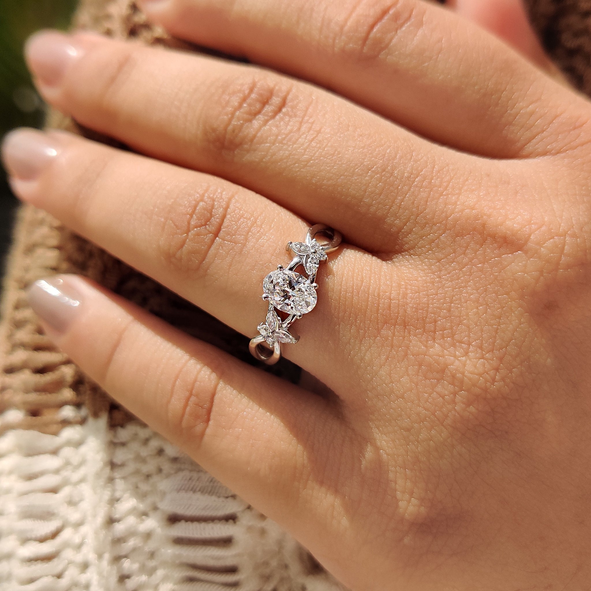 Carat diamonds engagement ring in twisted pave ring.