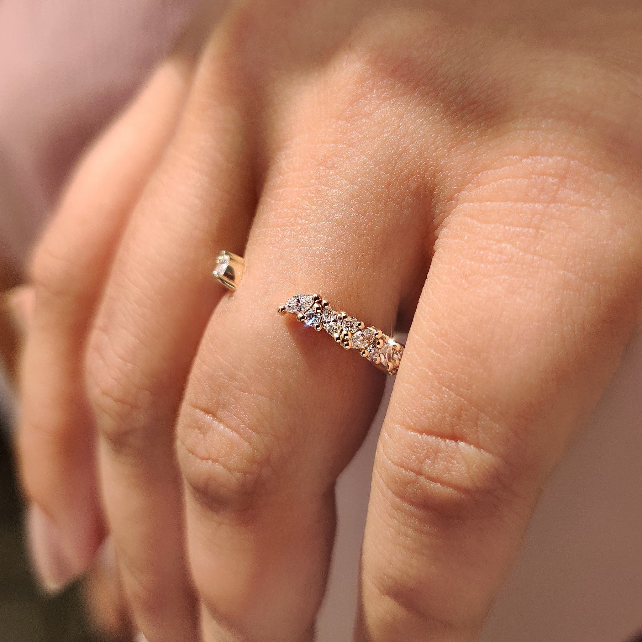 Carat Diamonds open band wedding ring featuring lab grown diamonds