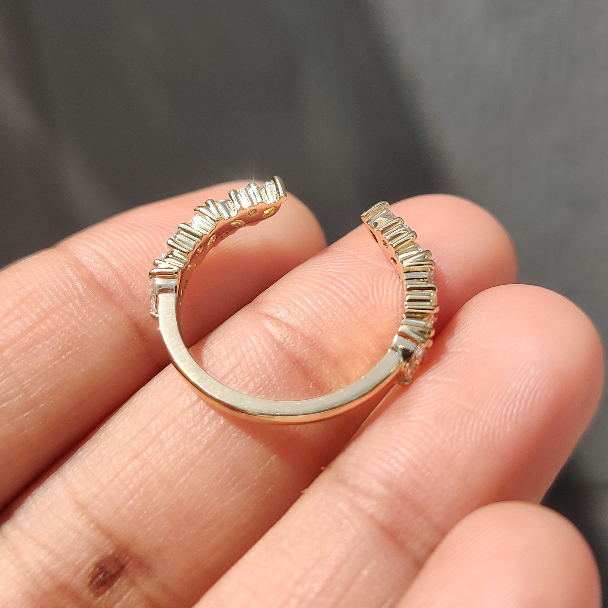 Half eternity open ring with marquise and round lab grown diamonds