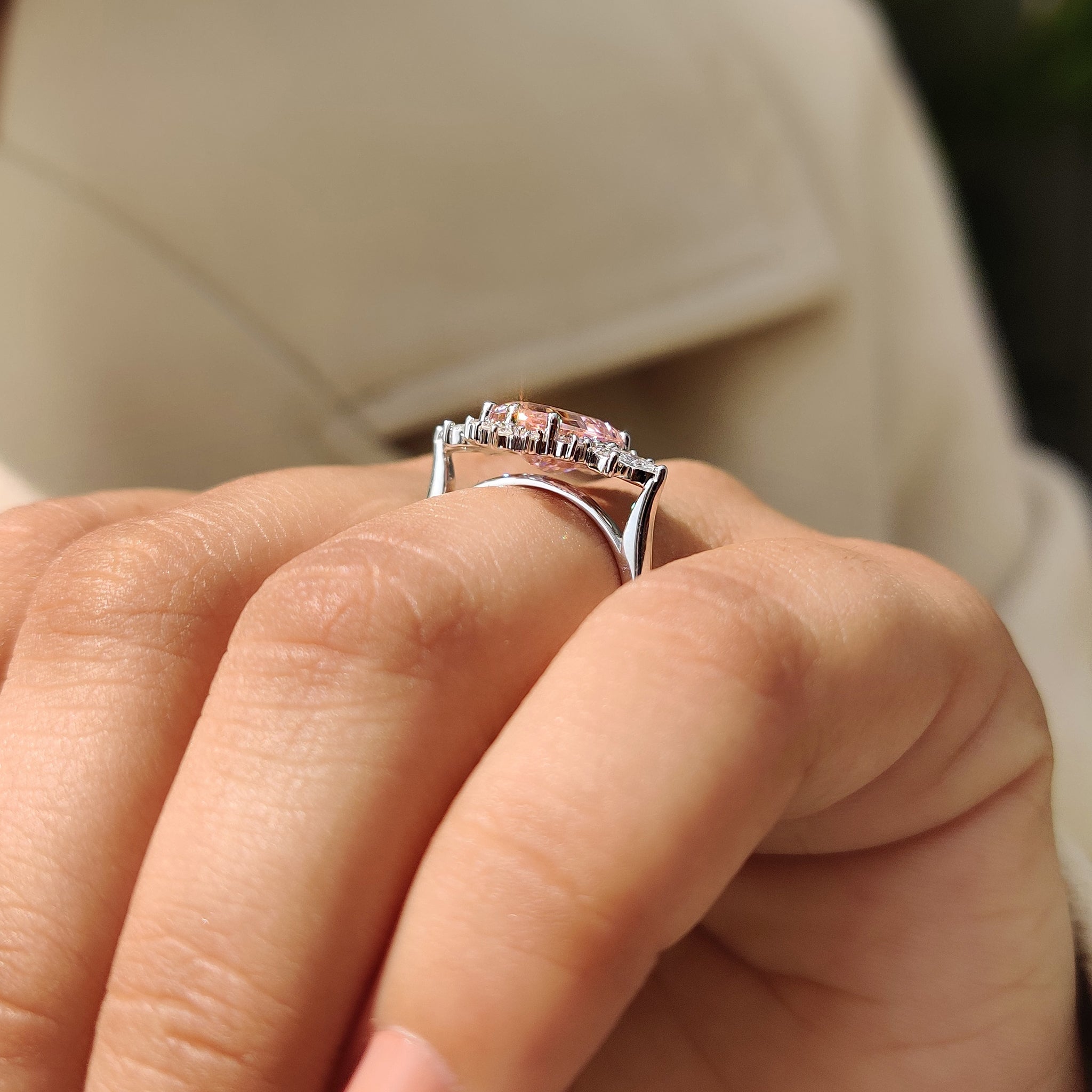 Carat diamonds engagement ring in pink gemstone ring.