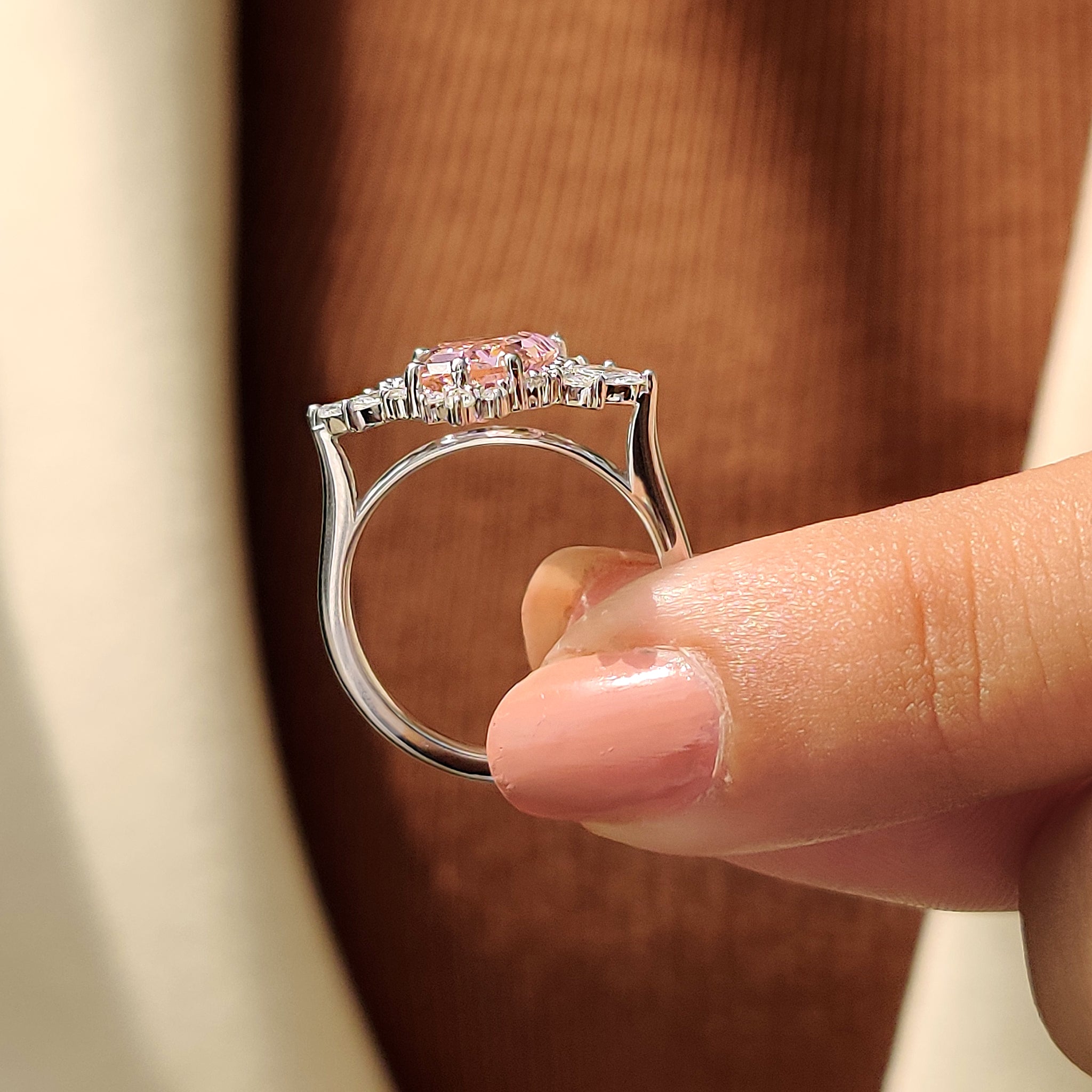 Cluster diamond ring in white gold engagement ring design.