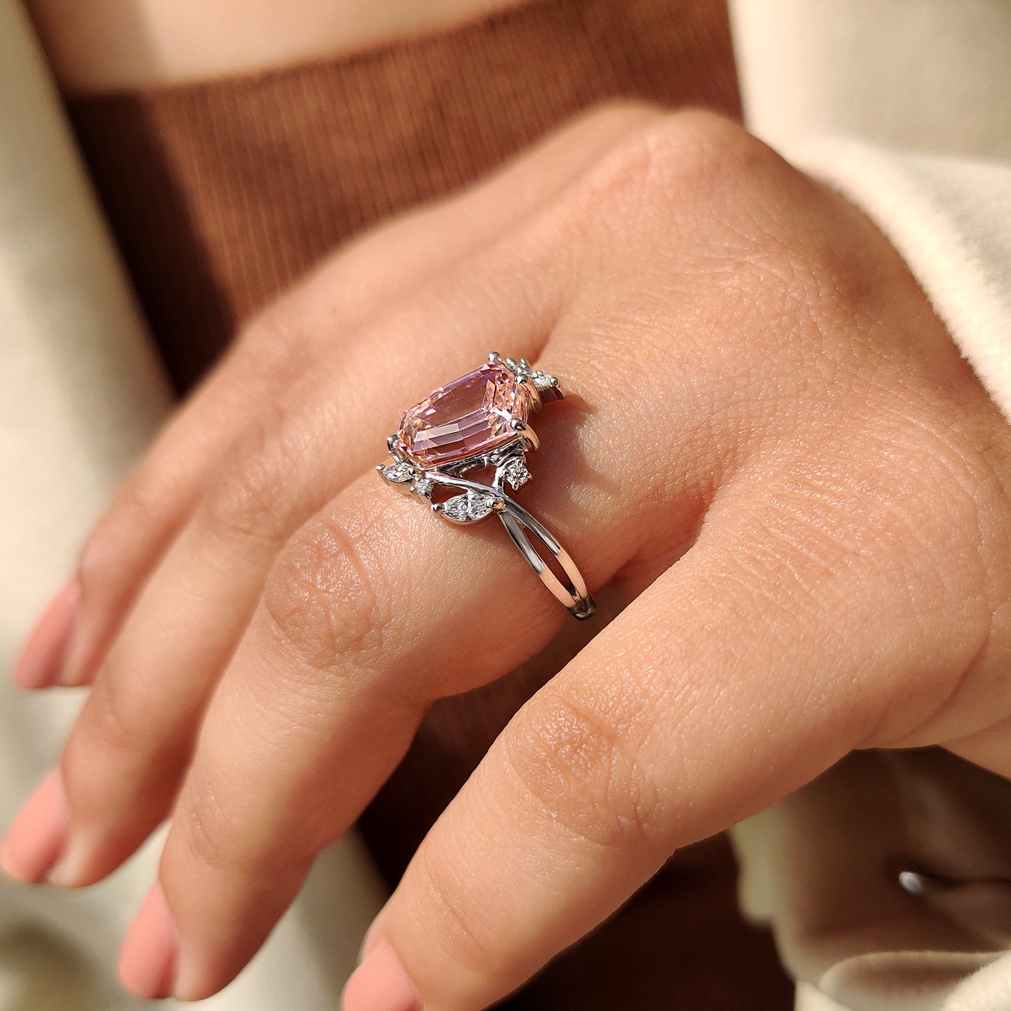 Vintage gemstone ring in cluster style engagement ring.