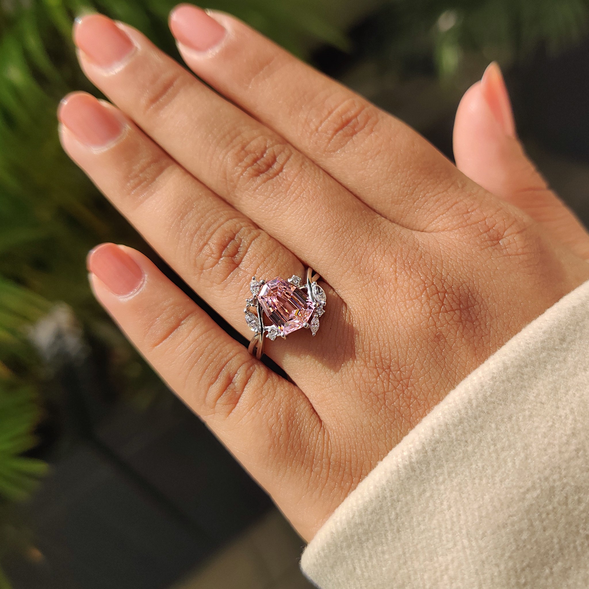 Gemstone engagement ring in handmade jewelry design.