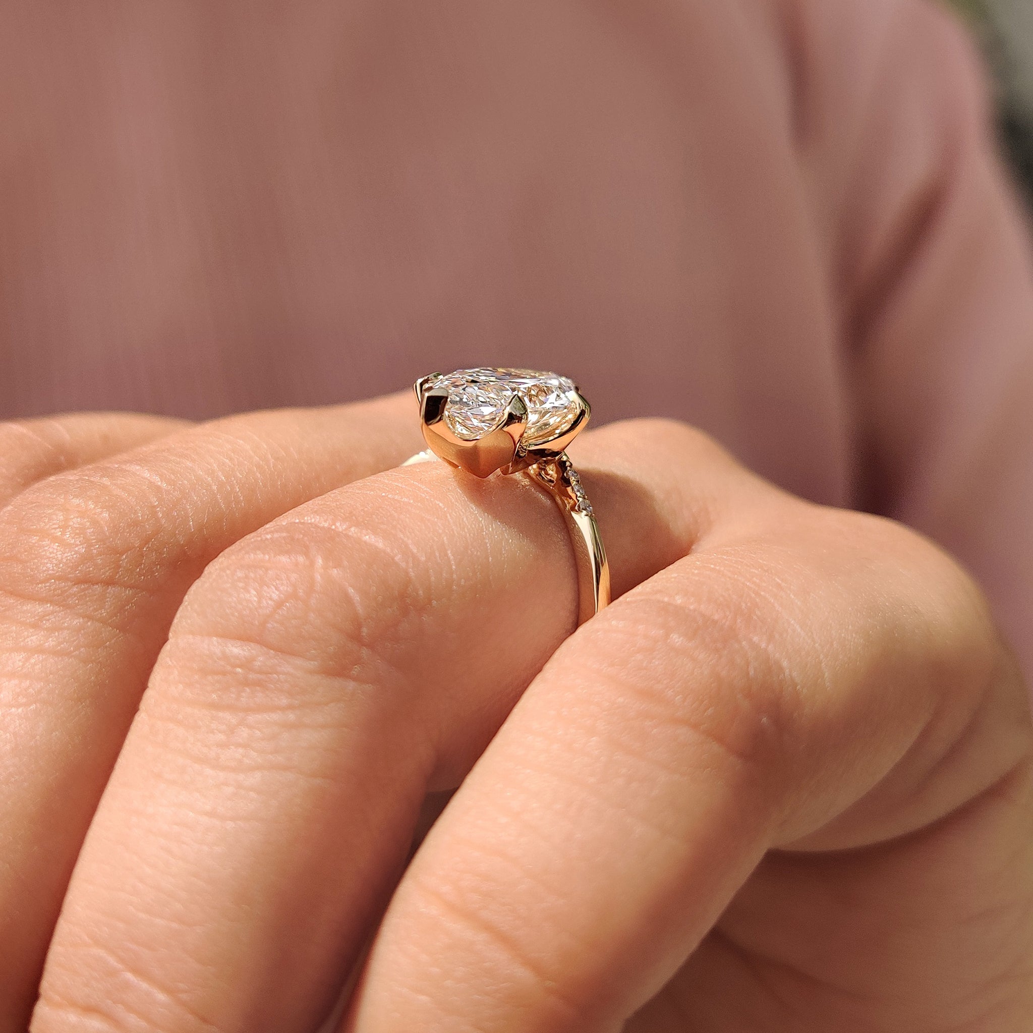 Vintage yellow gold marquise engagement ring
