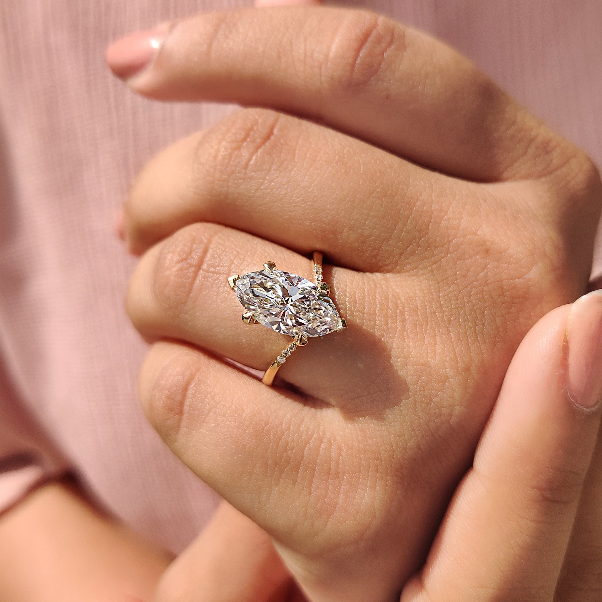 Six prong marquise engagement ring