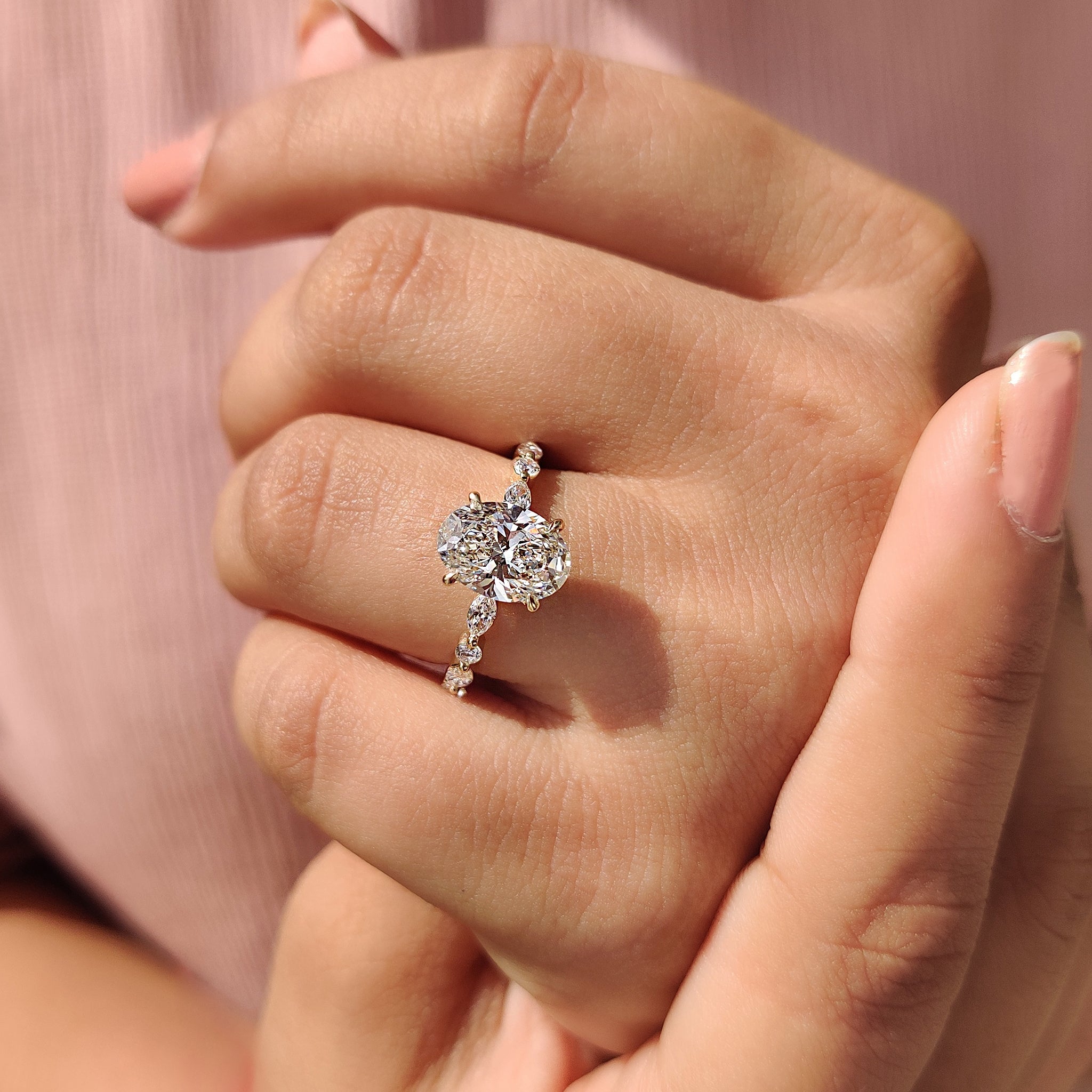 Handmade jewelry oval diamond ring