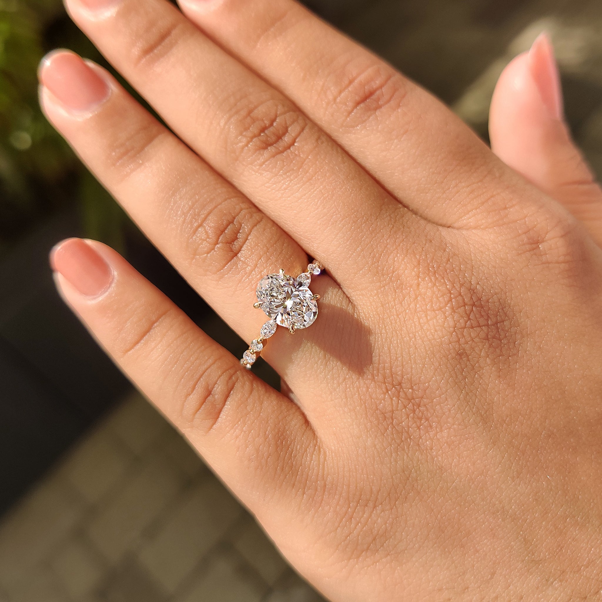 Marquise and round pave diamond band