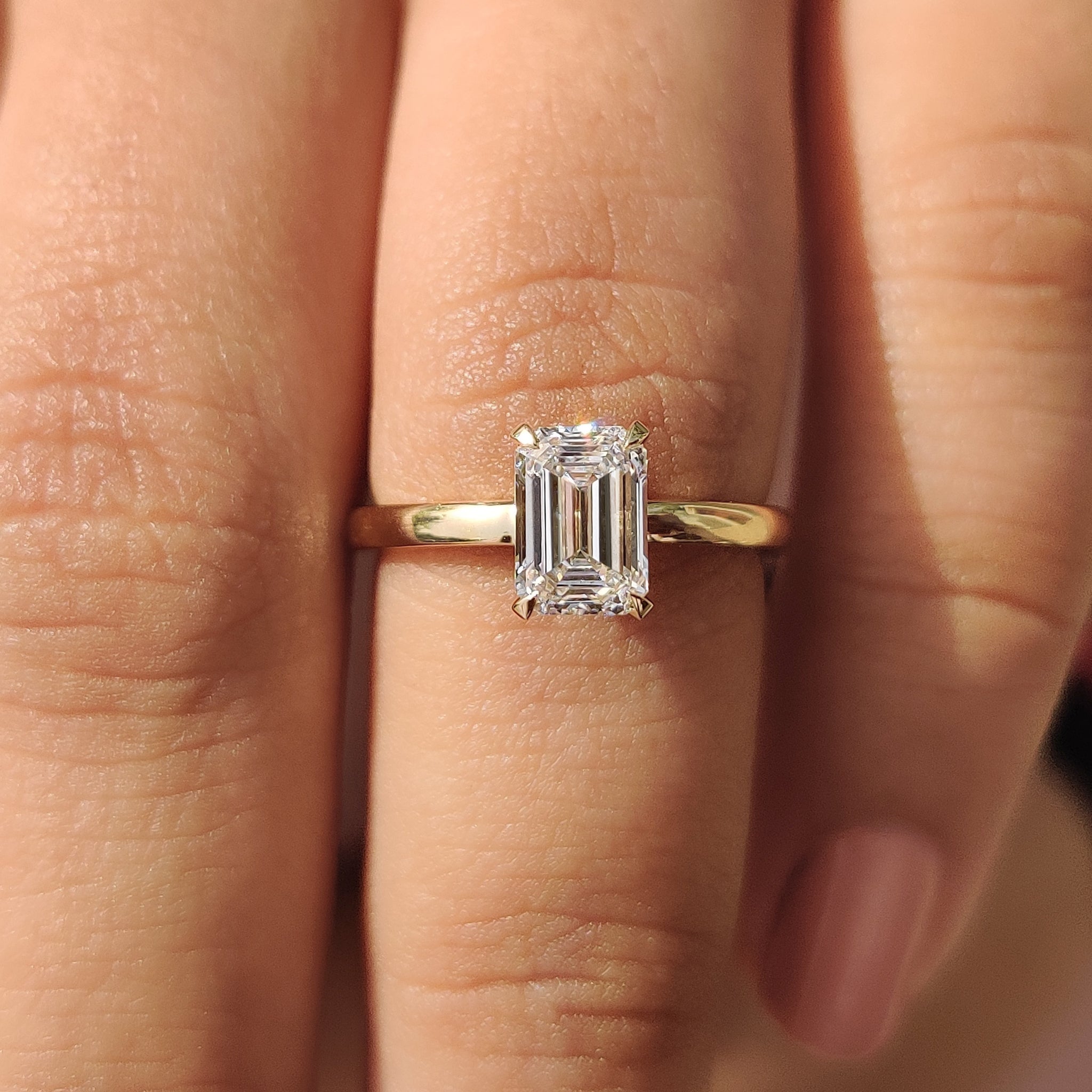 Emerald cut engagement ring handmade