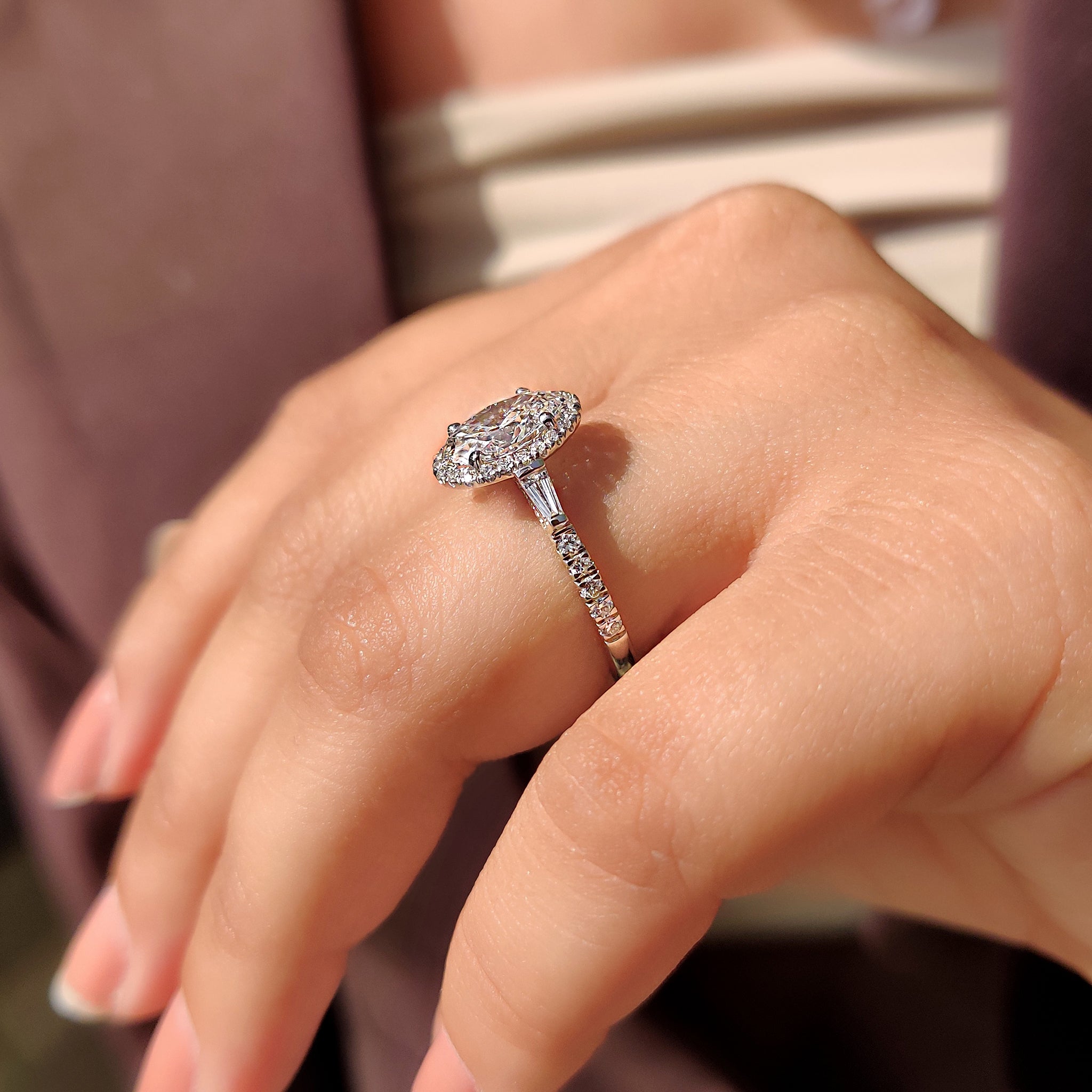 4 prong ring in white gold engagement ring.