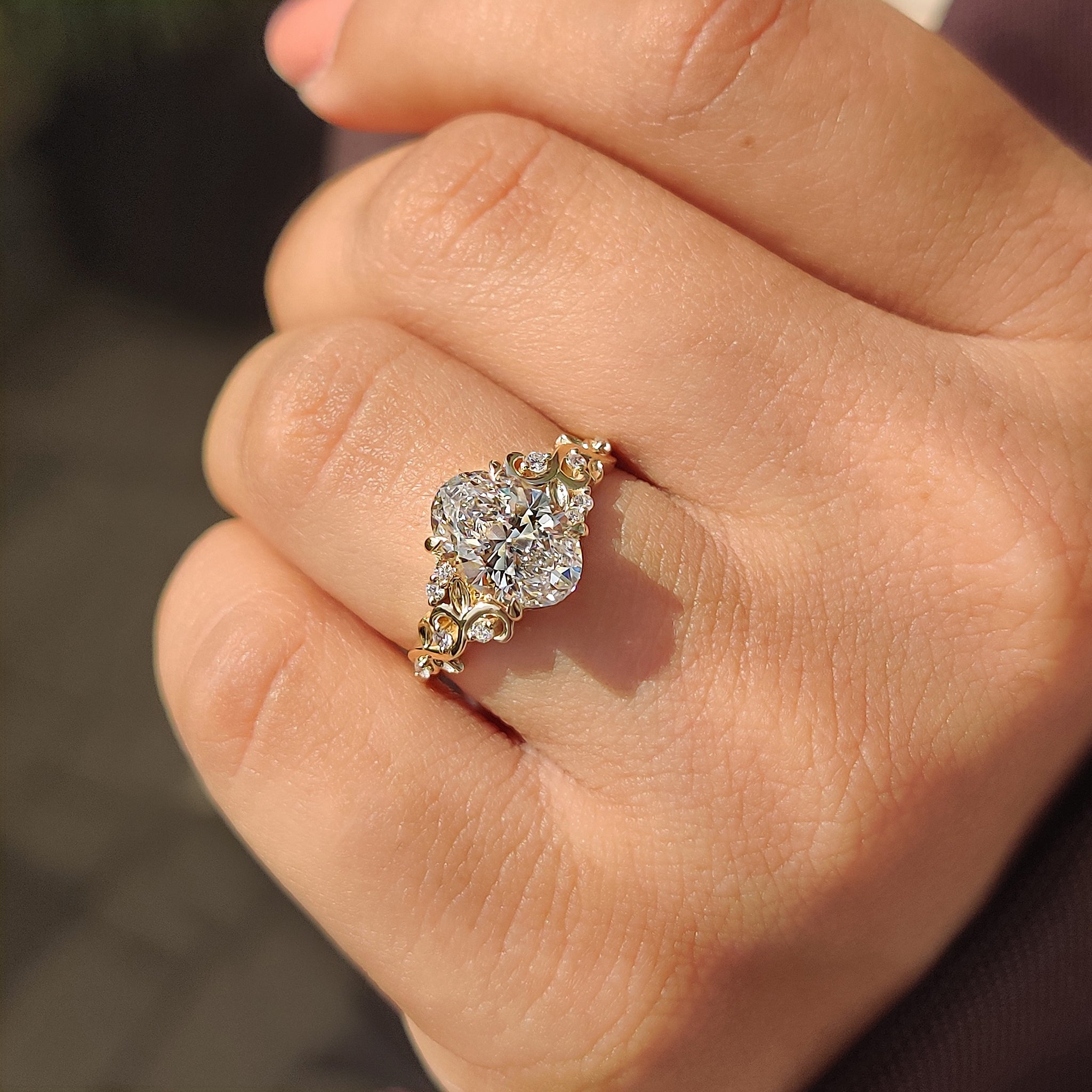 Carat diamonds engagement ring in cluster setting ring.
