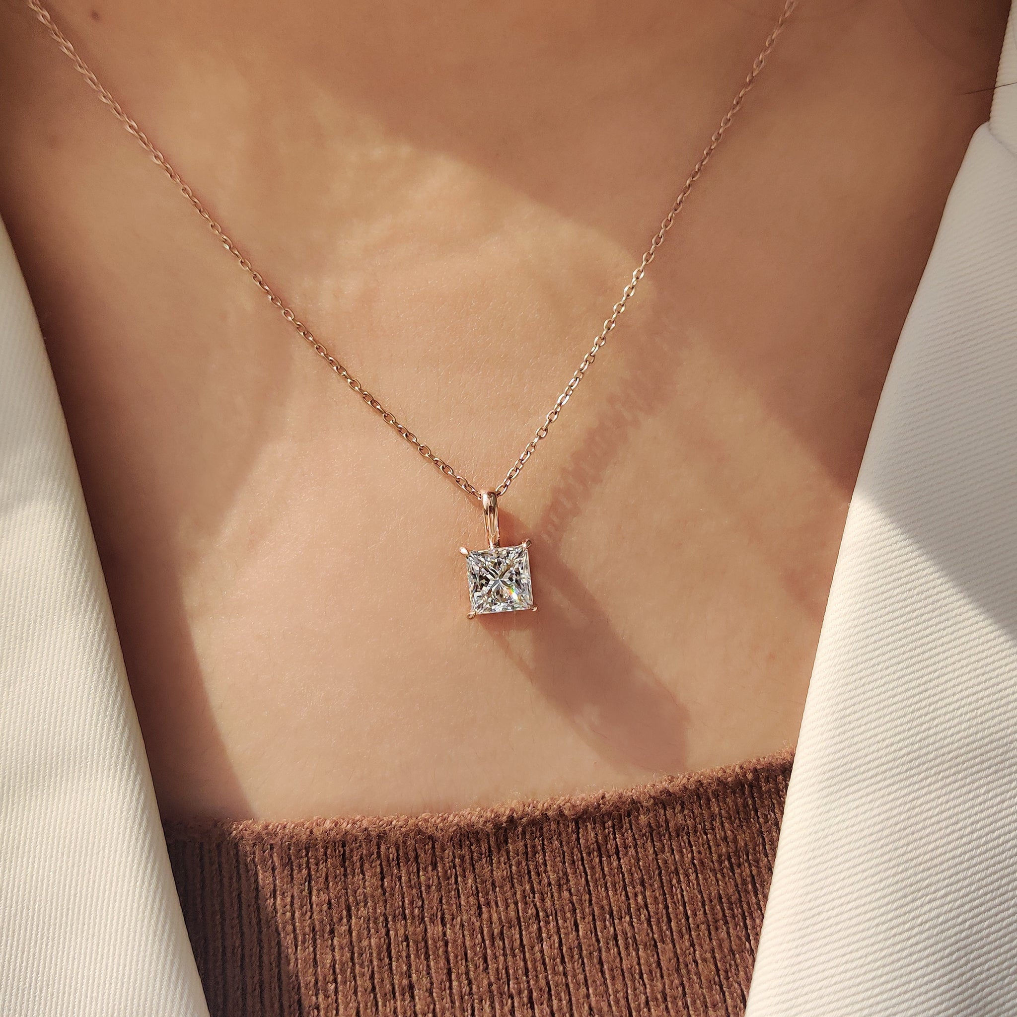 Lab Grown Diamond with diamond pendant.
