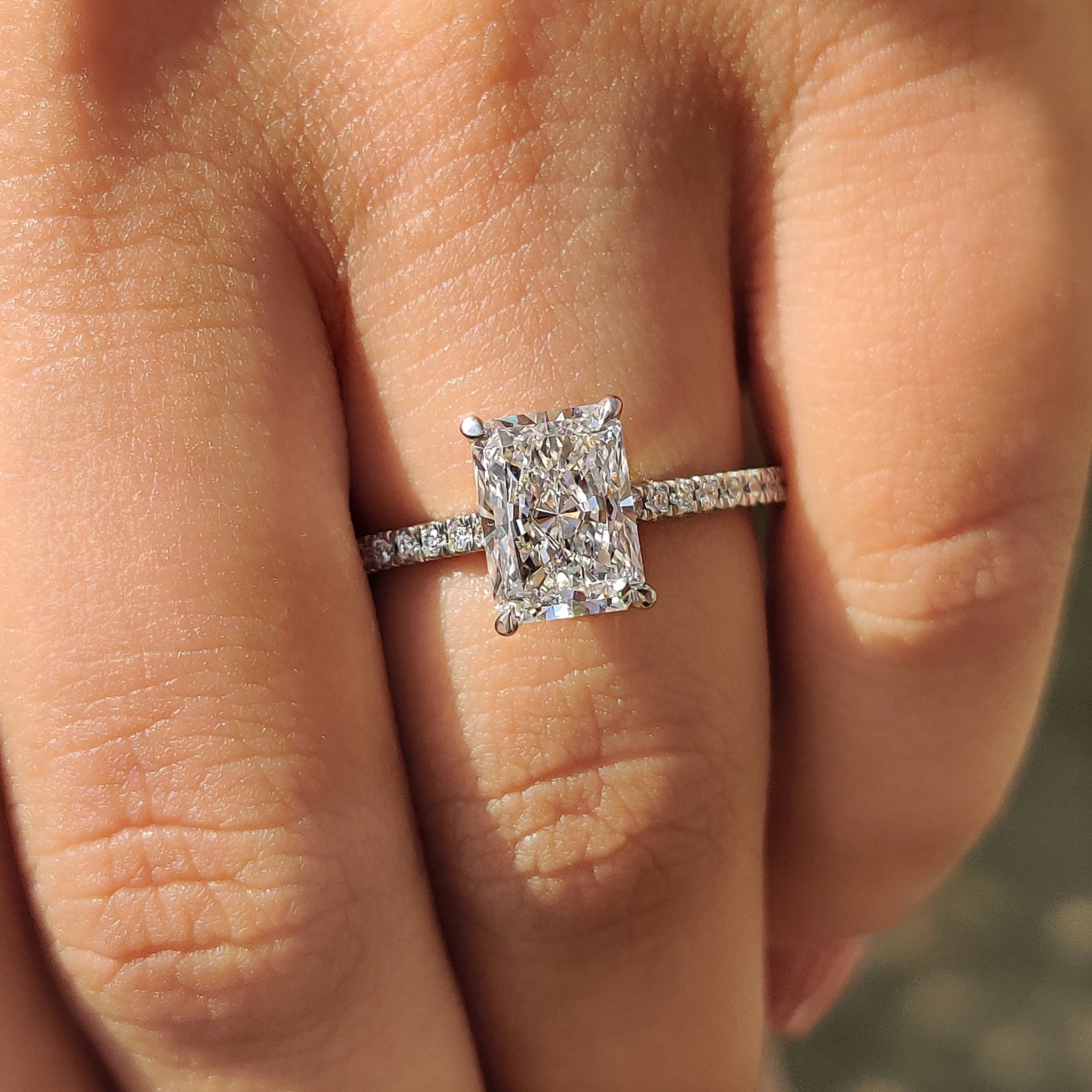 Carat diamonds ring in four claw prong design.
