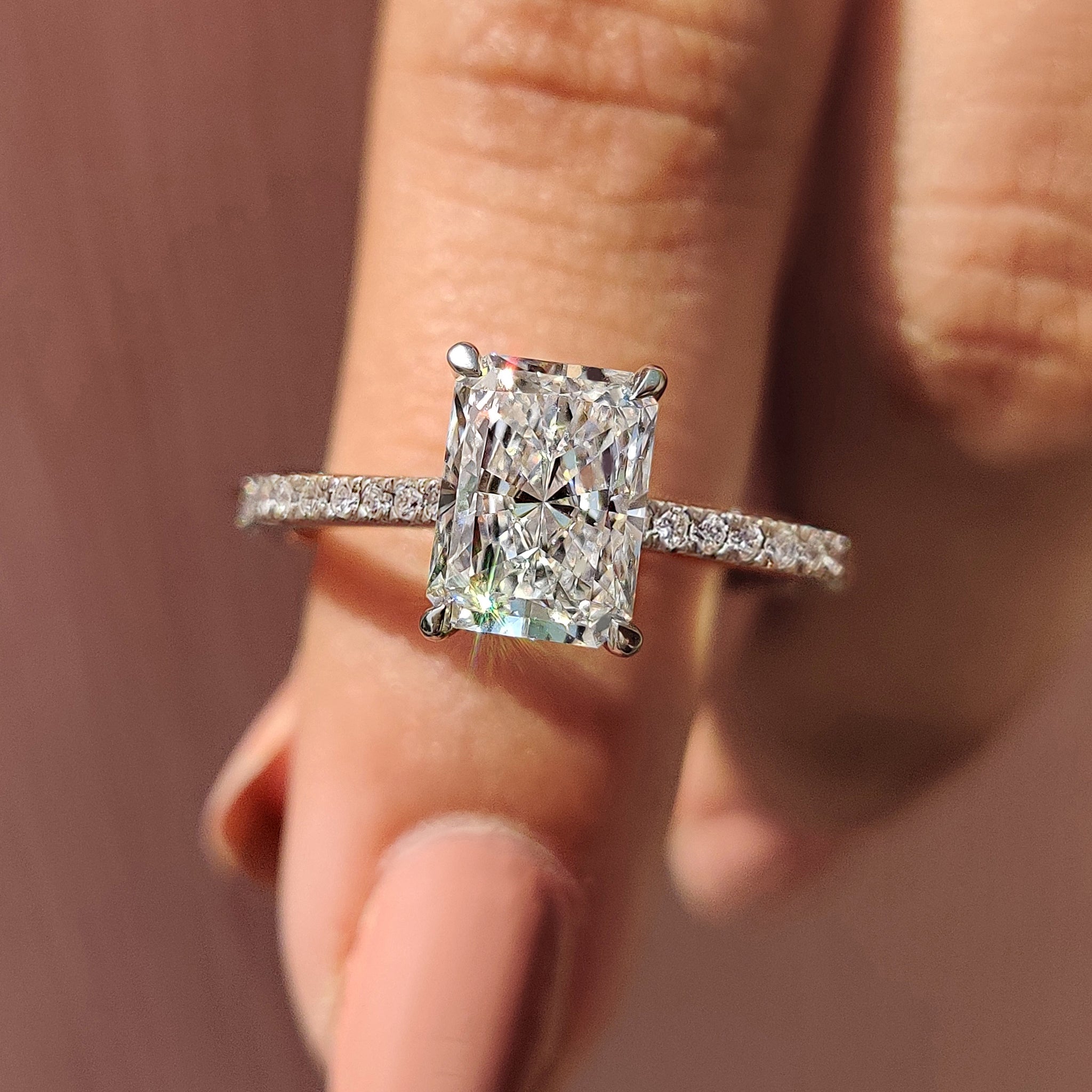 Carat diamonds ring in four claw prong design.
