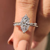 Marquise cut diamond engagement ring with 6 claw prong setting.