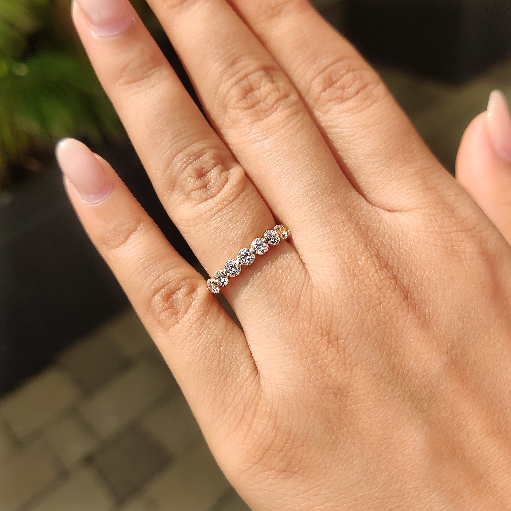 Beautiful lab grown diamond wedding band designed for women.
