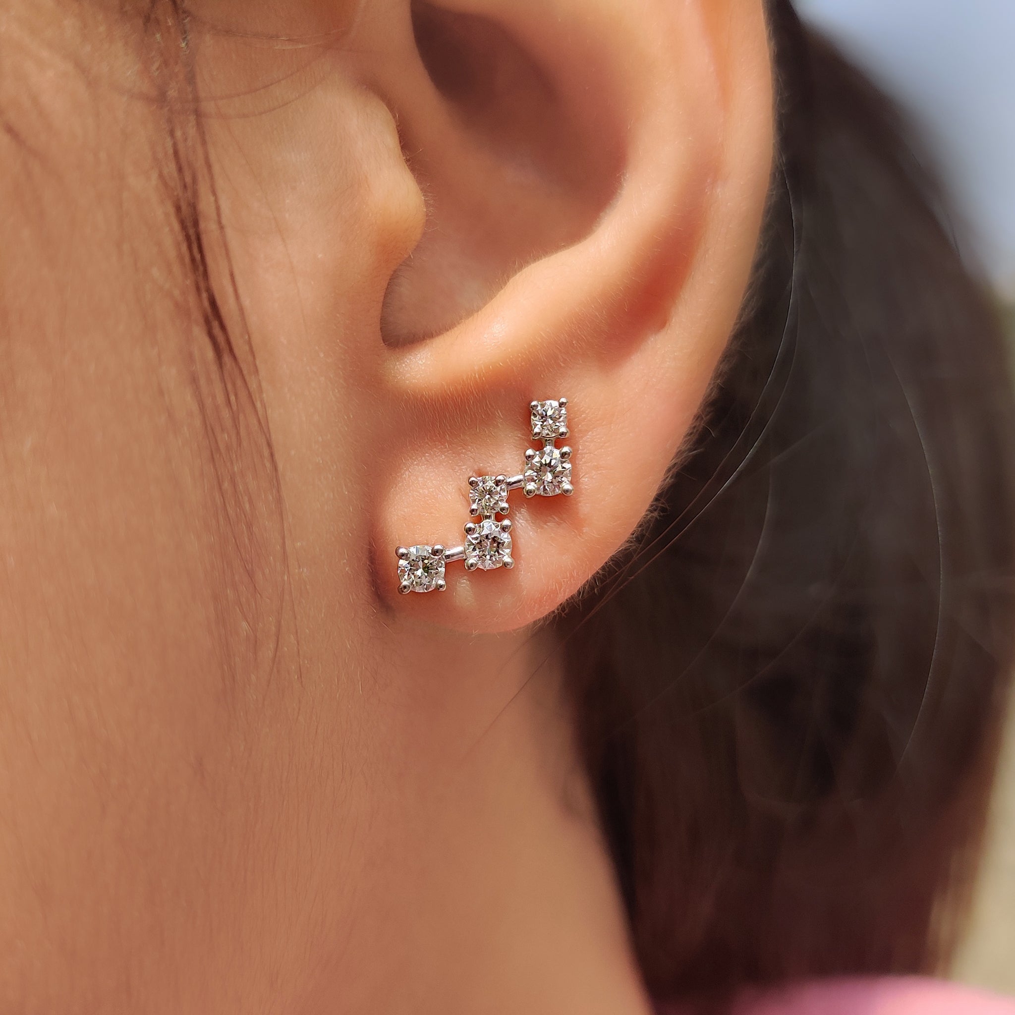 Handmade jewelry diamond earrings with round cut Lab Grown Diamond

