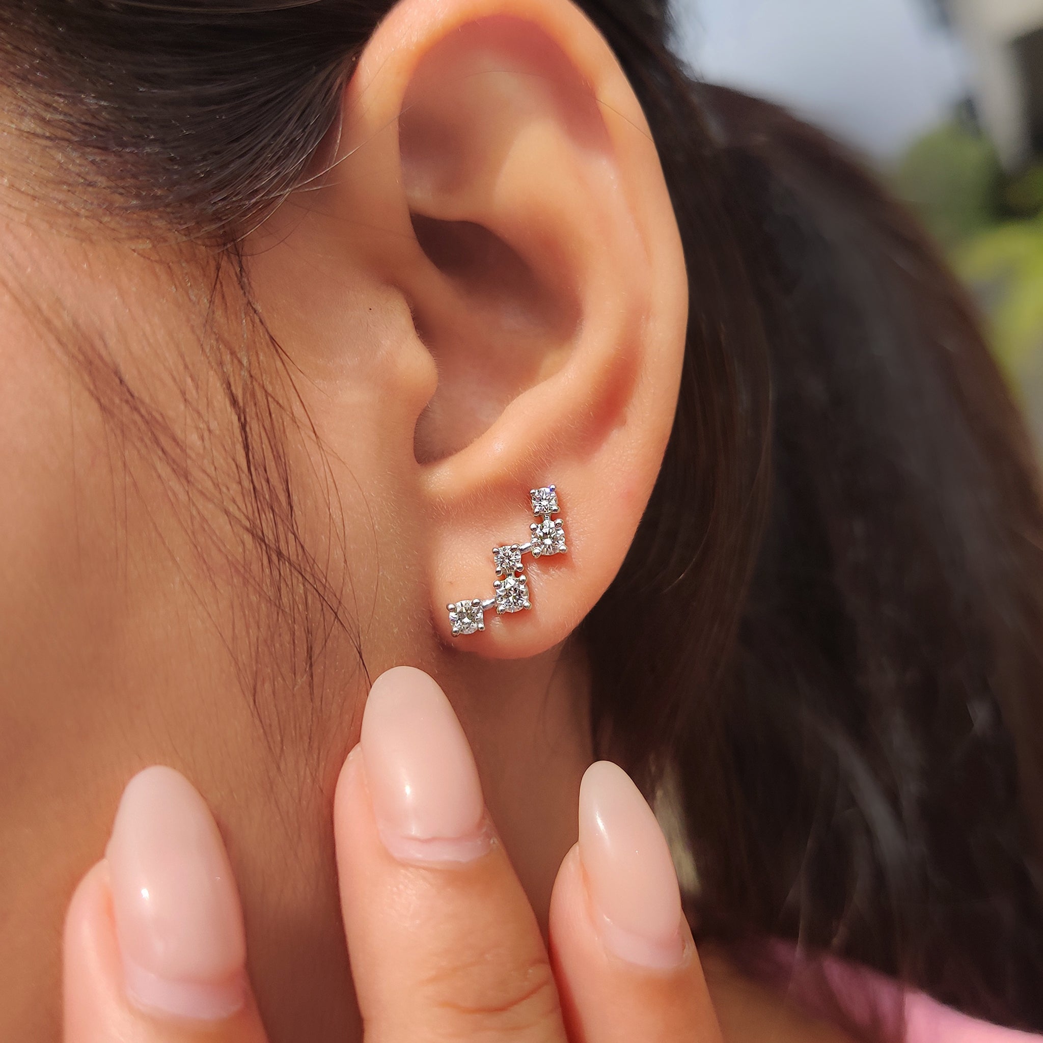 Caratdiamonds round diamond stud earrings with Lab Grown Diamond
