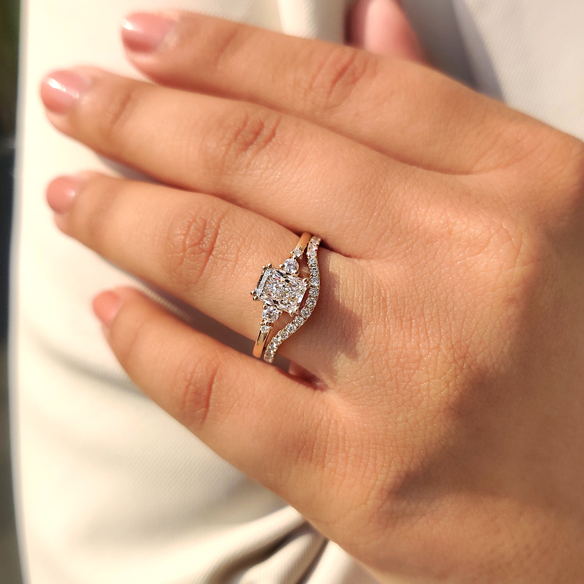 Carat Diamonds bridal set radiant design.