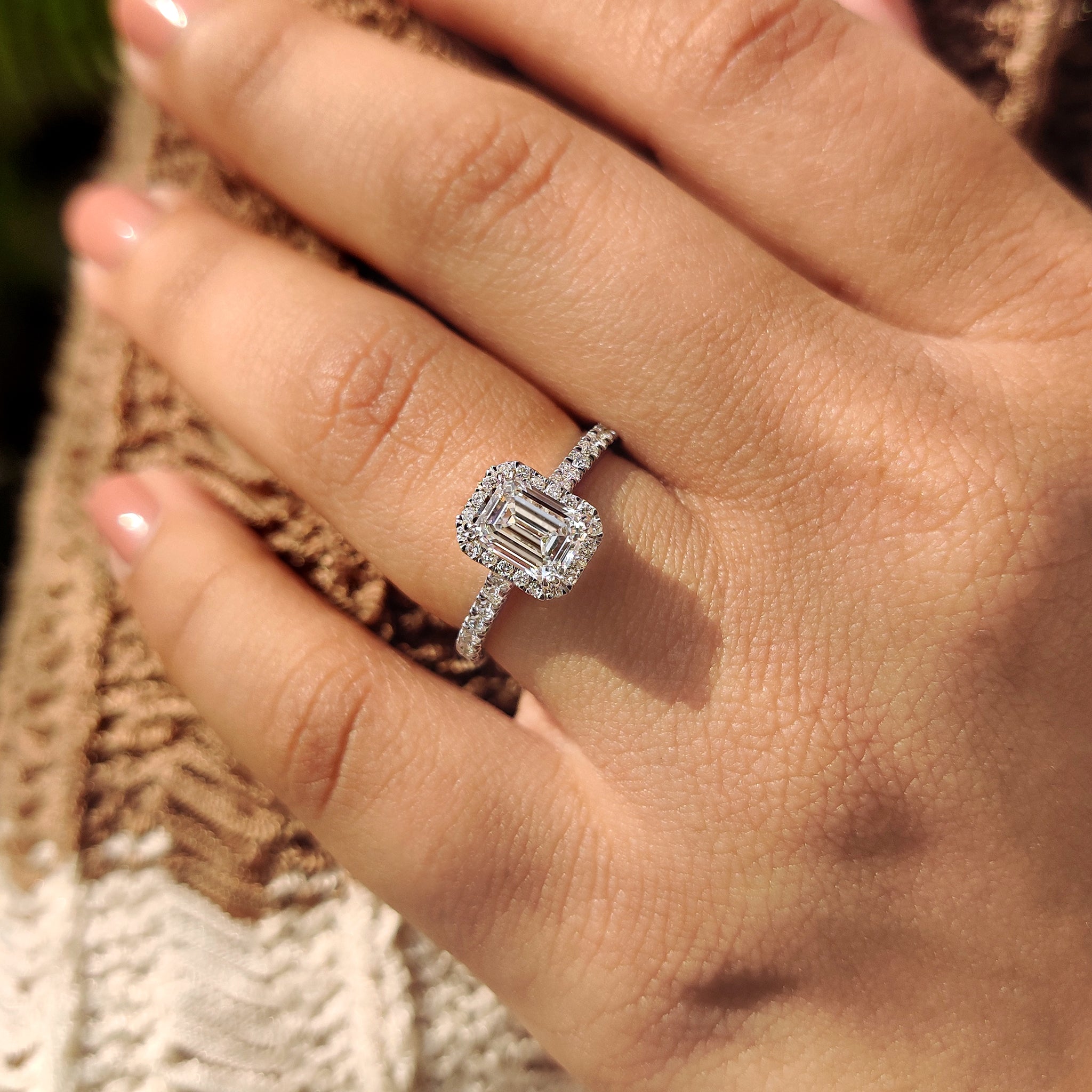 Custom engagement ring emerald cut style
