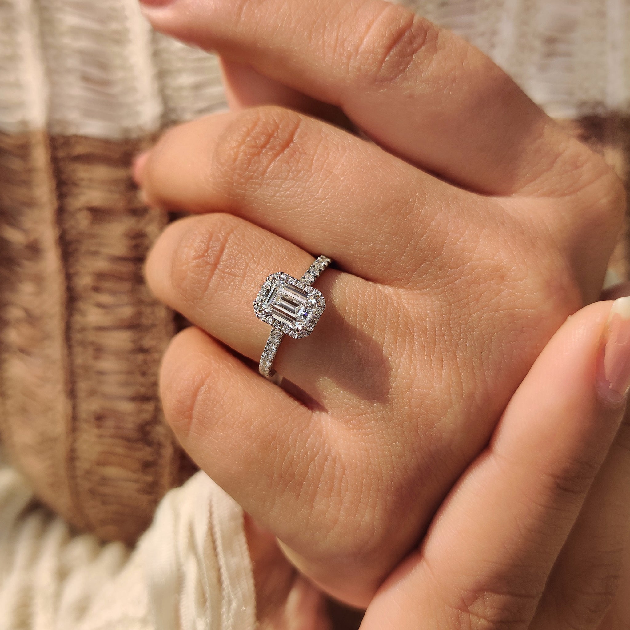 IGI certified emerald cut diamond ring
