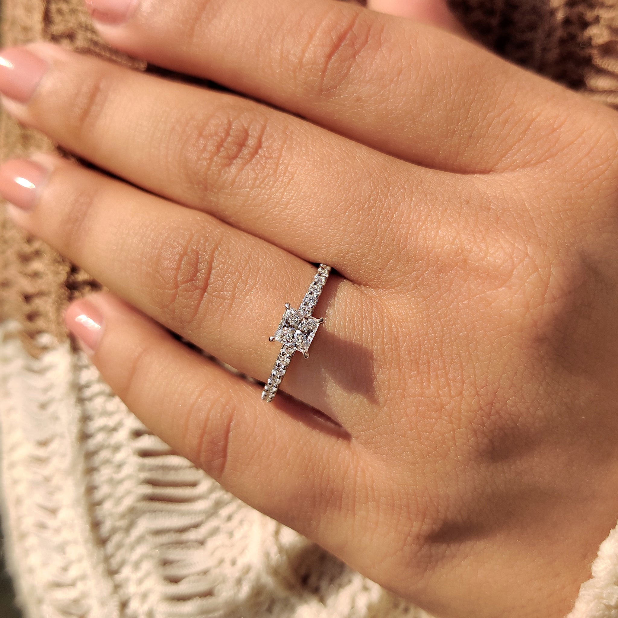 White gold engagement ring princess cut
