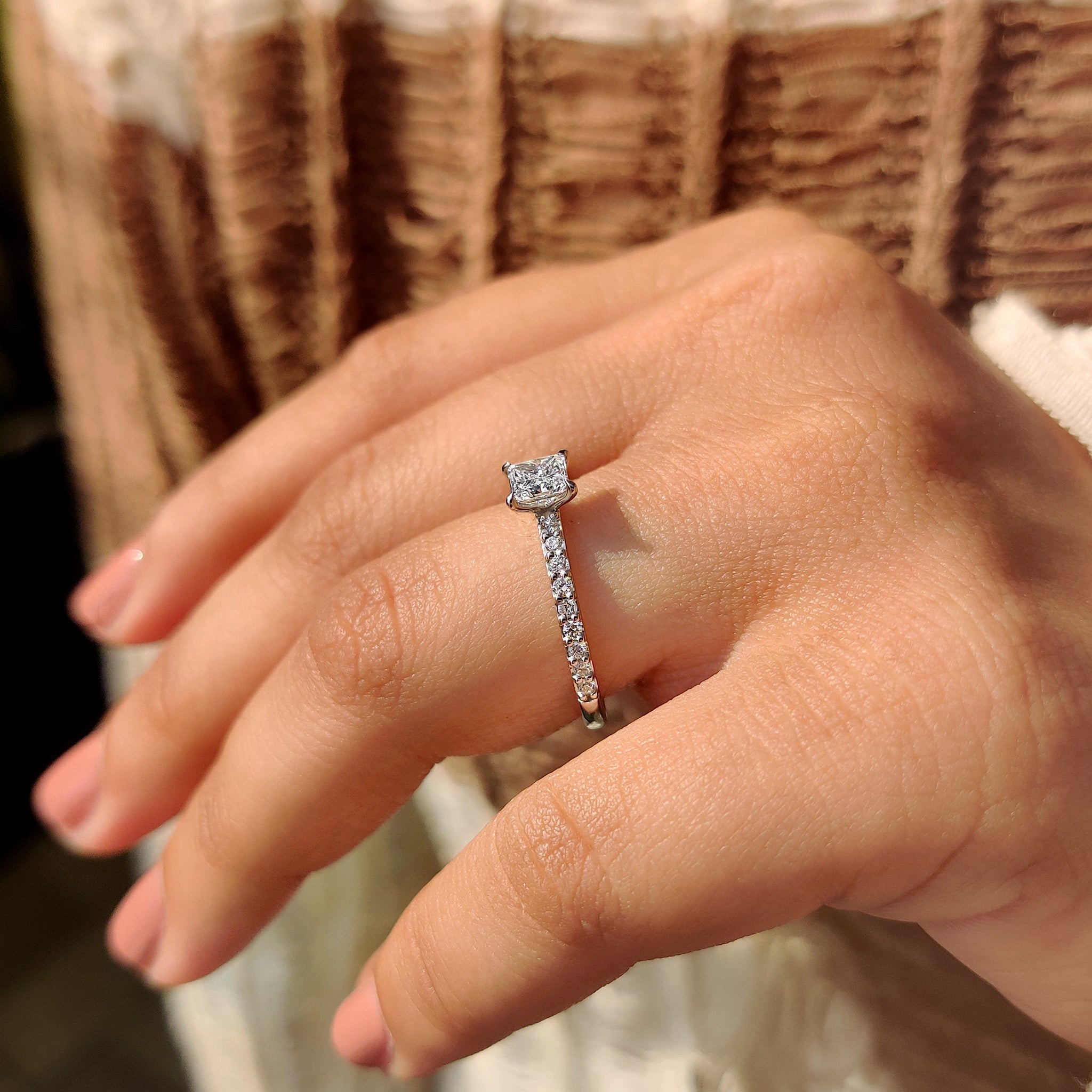 Handmade ring with princess cut diamond
